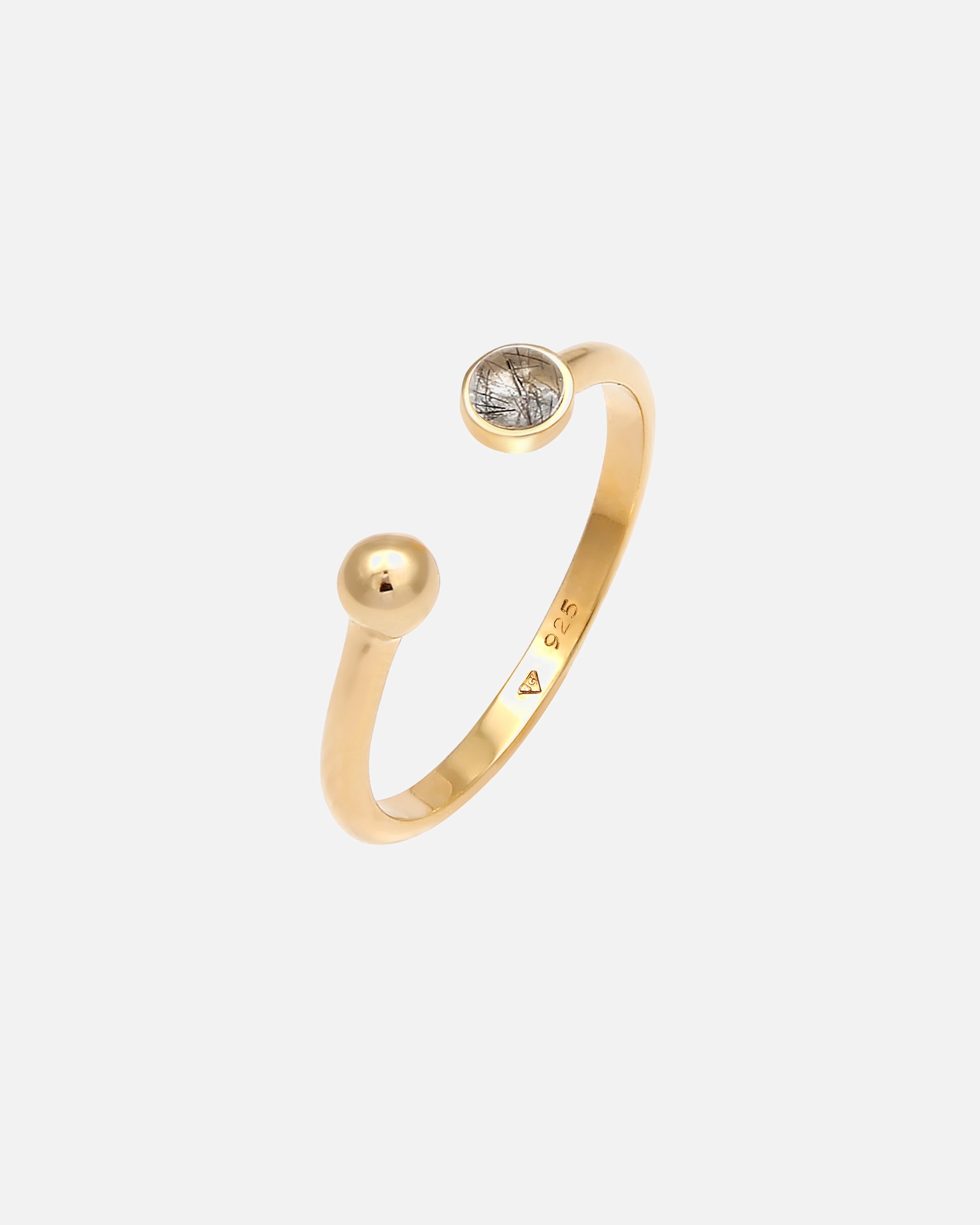 Ring für Weiblich Elli Offen Turmalin Quarz Kugel 925 Silber Gold
