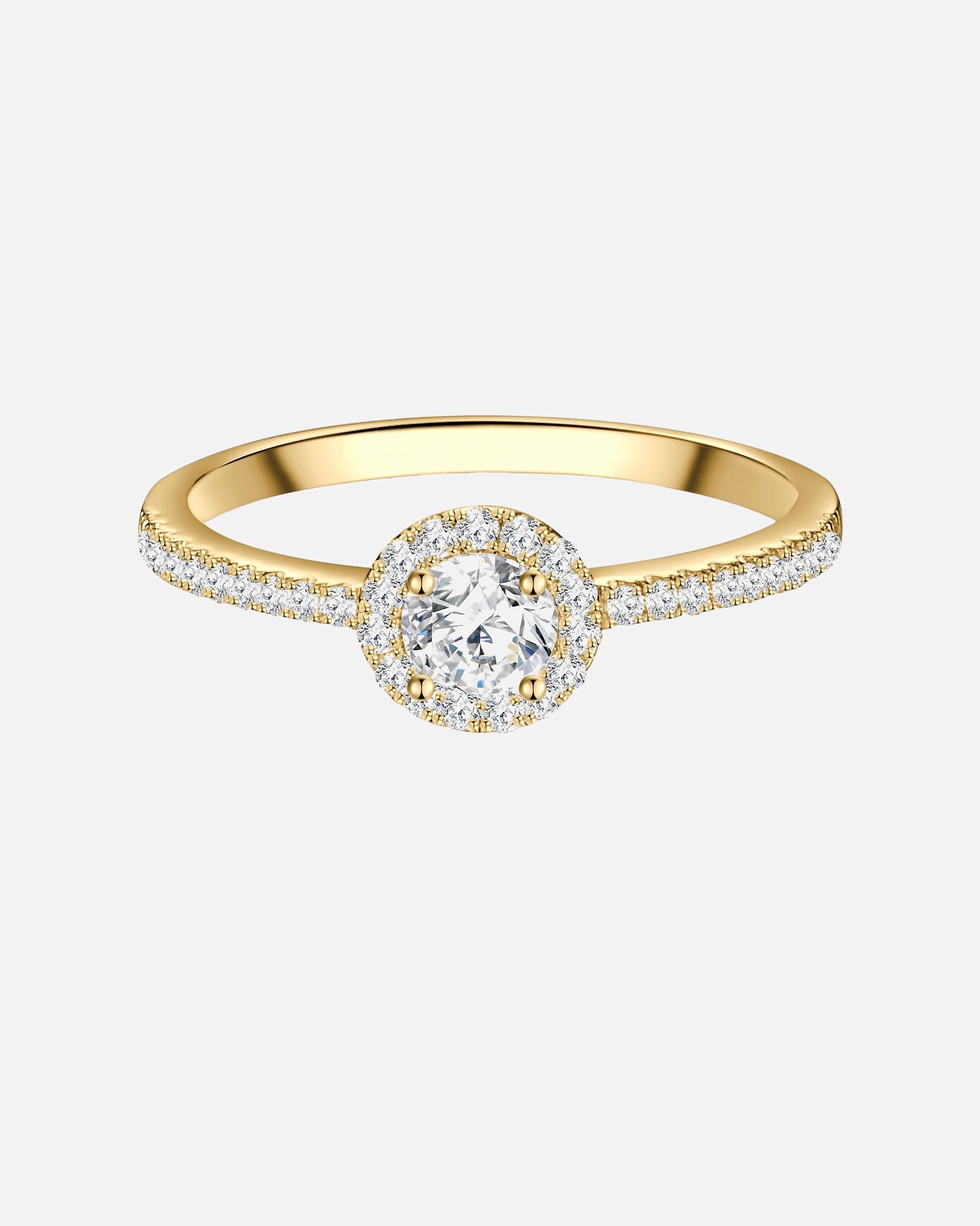 Ring für Weiblich Trilani Ring aus Sterling Silber in Gelbgold mit Zirkonia 56