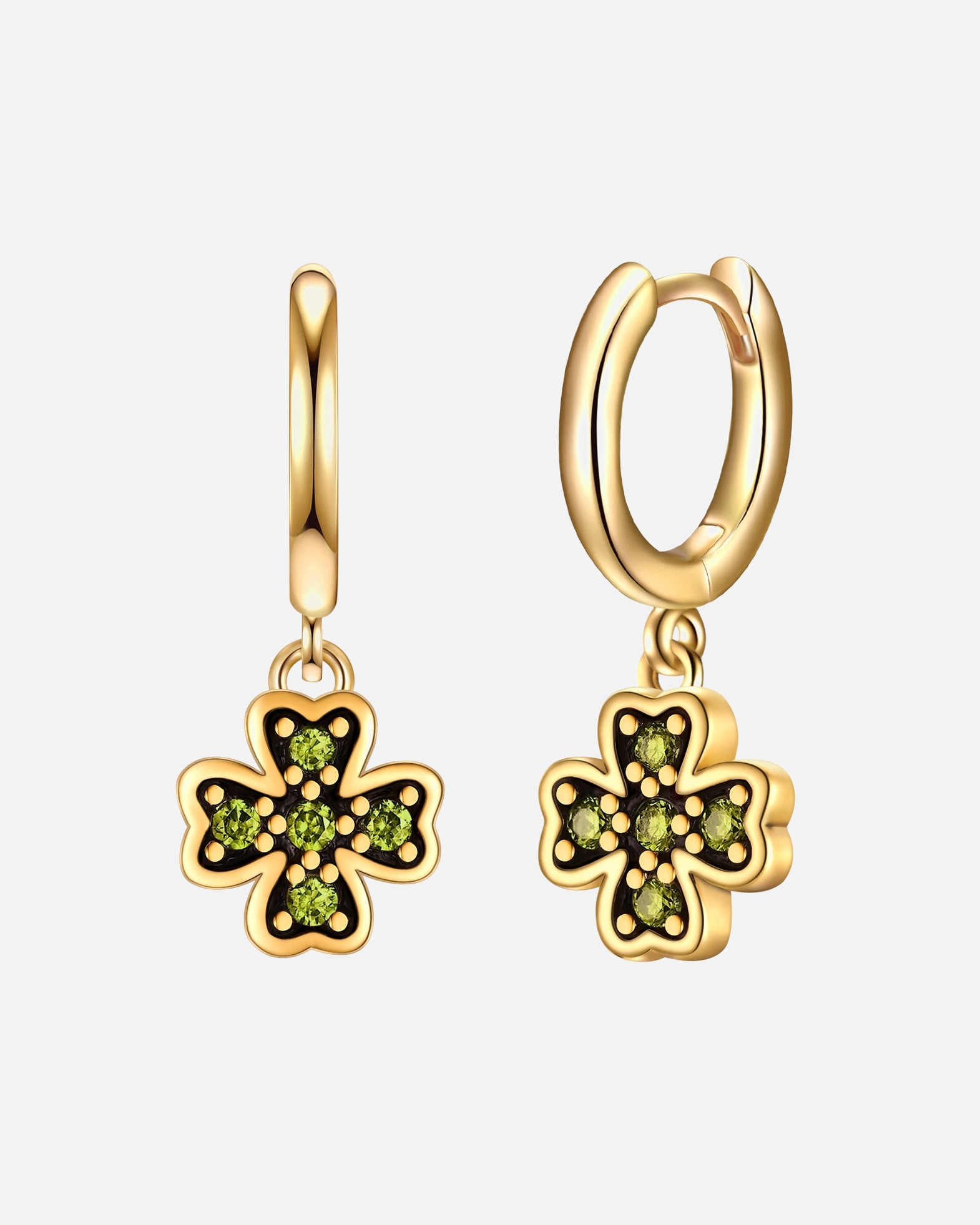 Creolen für Weiblich Glanzstücke München Creolen Kleeblatt aus Sterling Silber in Gelbgold mit Zirkonia 1 Stück