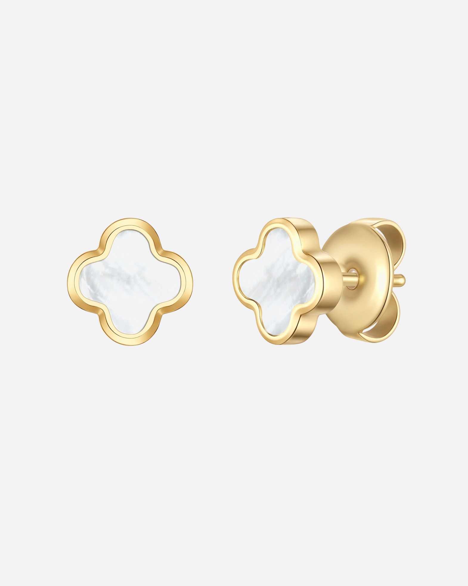 Ohrringe für Weiblich Glanzstücke München Ohrstecker Kleeblatt aus Edelstahl in gelbgold mit Perlmutt 5,9 mm