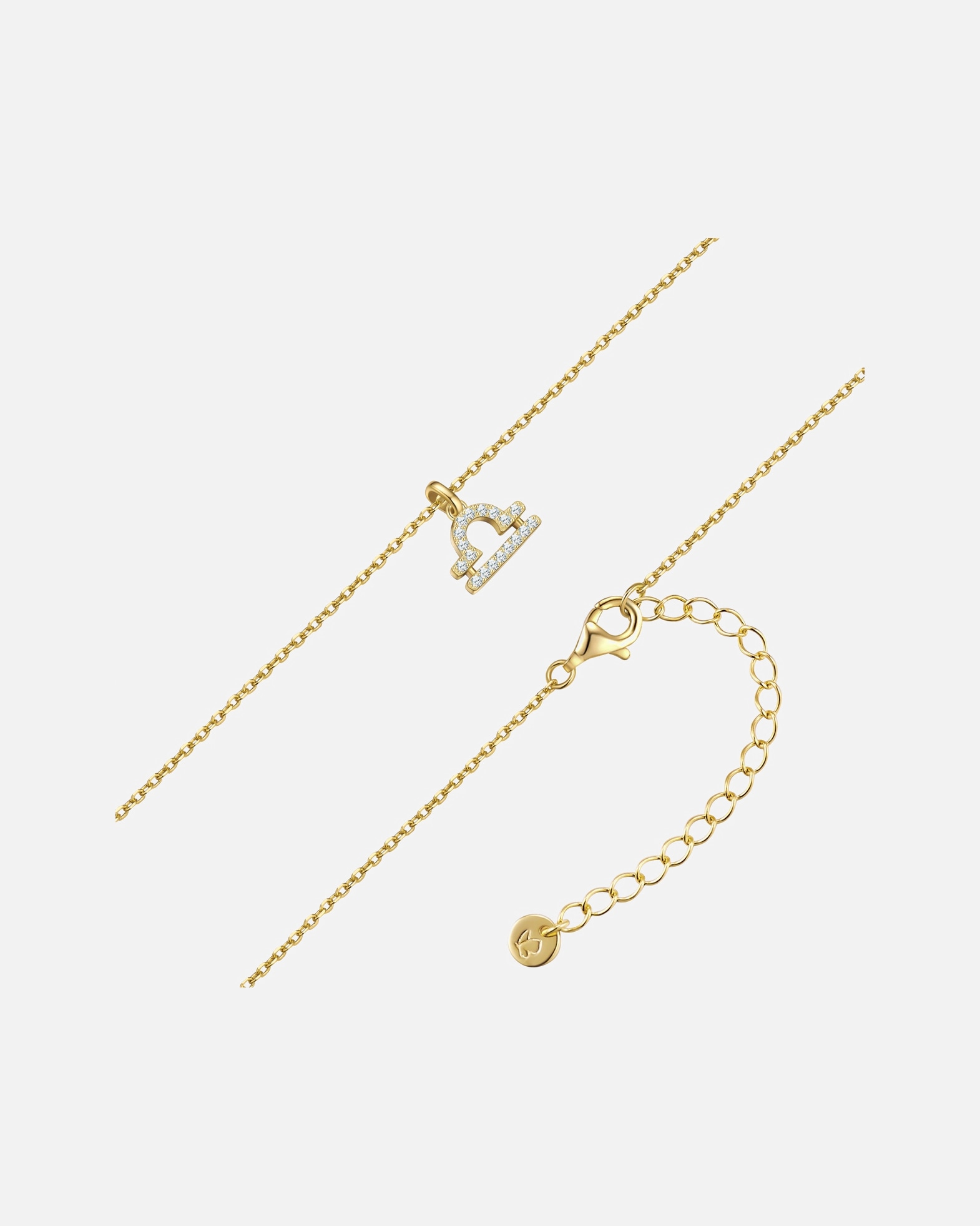 Halskette für Weiblich Glanzstücke München Halskette Sternzeichen Waage aus Sterling Silber in gelbgold mit Zirkonia 40,0 cm Basiskette + 5,0 cm Verlängerung