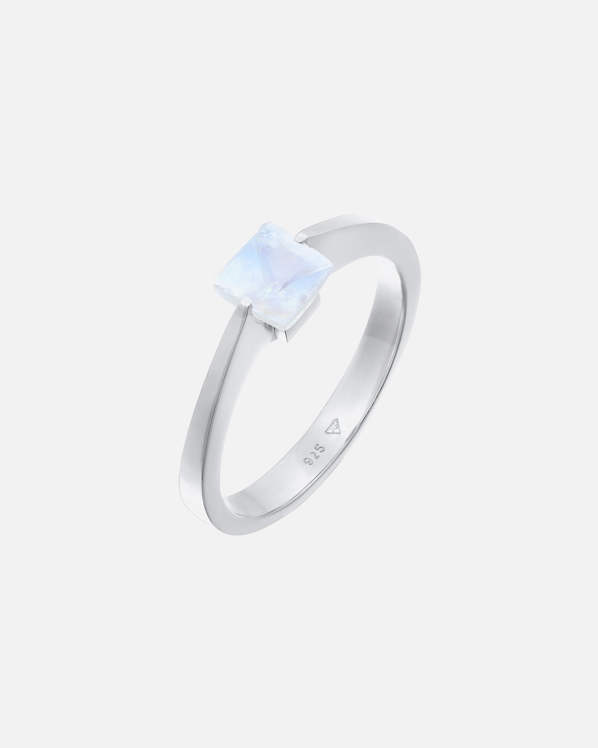 Ring für Weiblich Elli PREMIUM Elli PREMIUM Ring Solitär Mondstein Edelstein Viereck 925 Silber 56