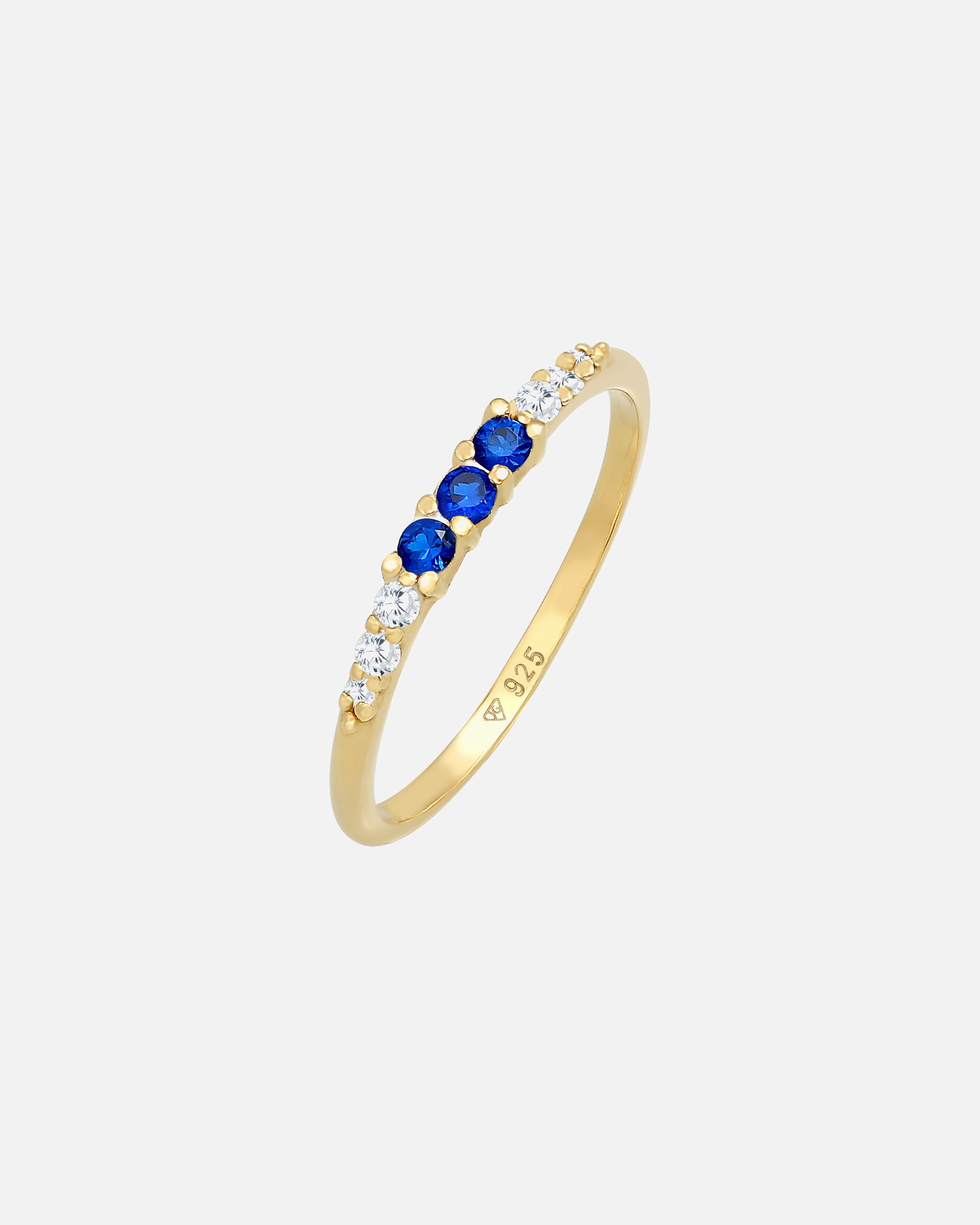 Ring für Weiblich Elli Zirkonia Saphir synthetisch 925 Silber vergoldet 56