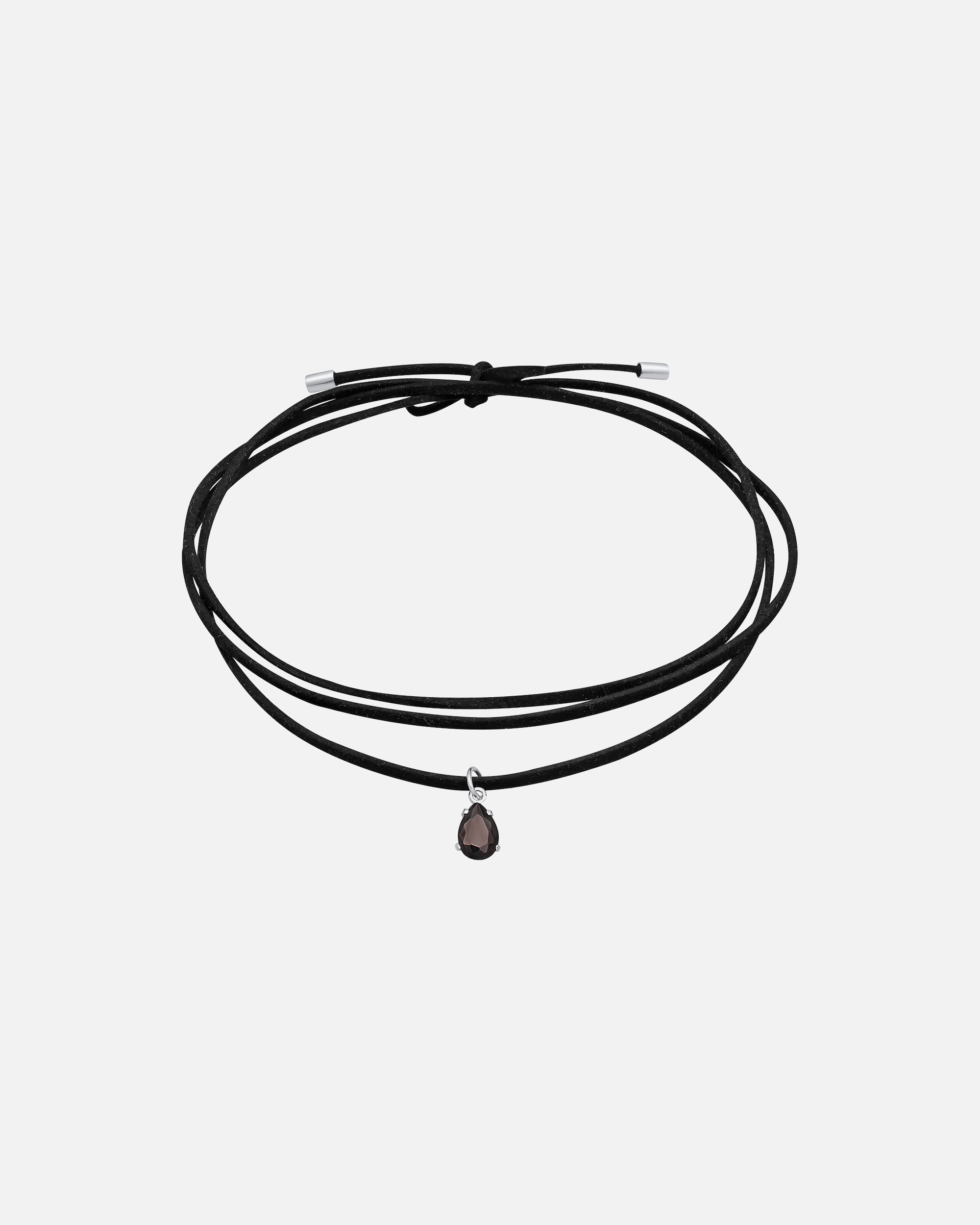 Halskette für Weiblich Elli Kunstleder Choker Zirkonia Tropfen Anhänger 925 Silber 1 Stück