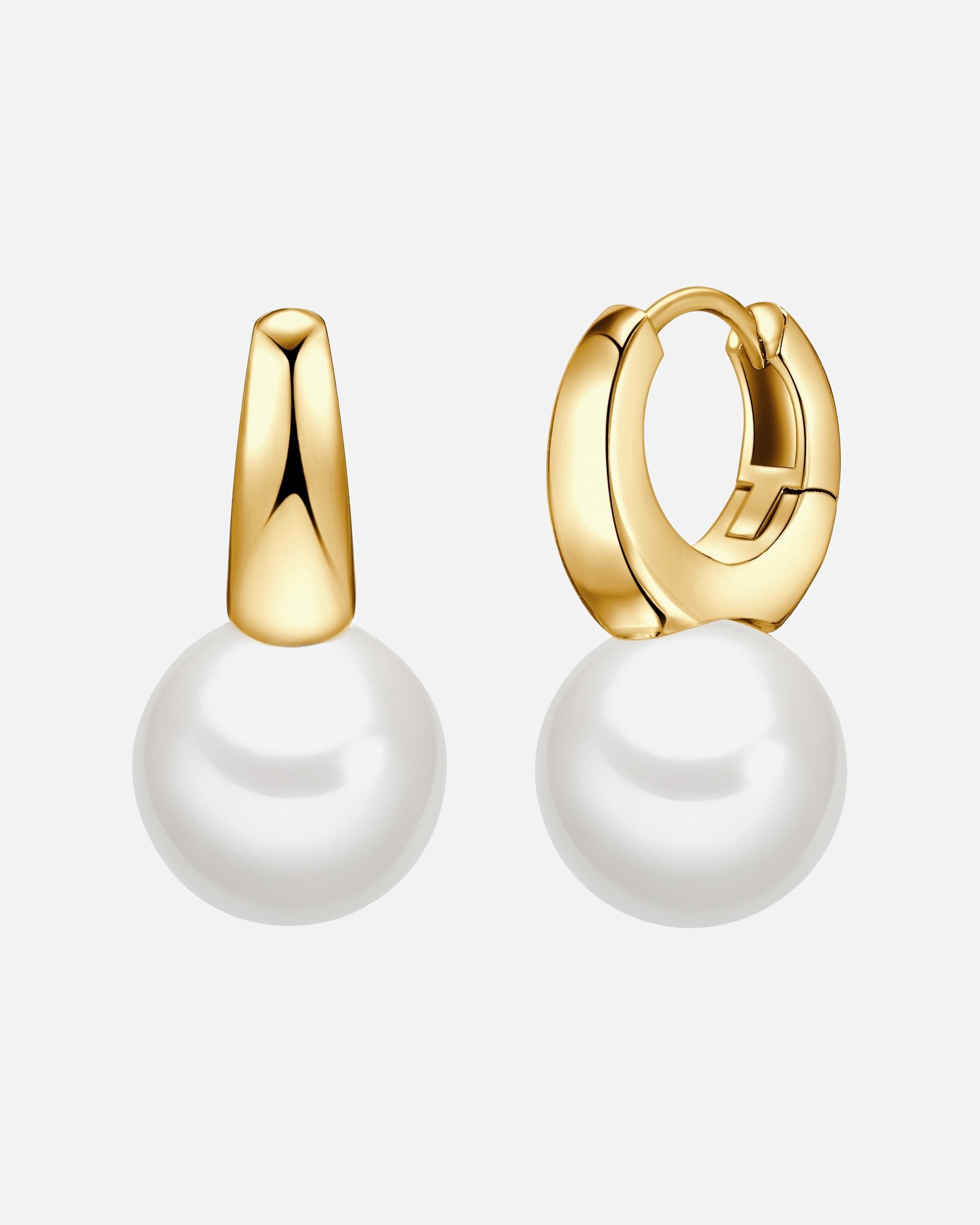 Creolen für Weiblich Lulu & Jane Perlen-Creolen aus Messing in Gelbgold mit Muschelkernperle 1 Stück