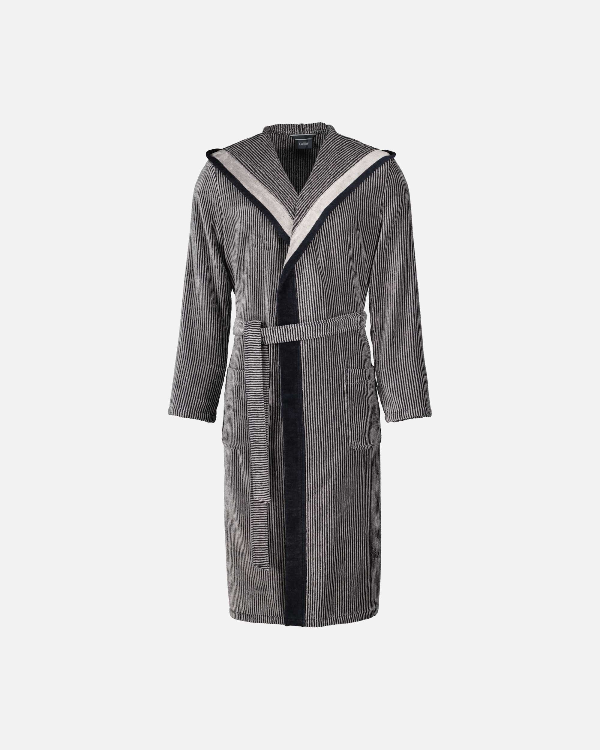 Bademantel für Unisex Cawö Cawö Bademäntel Herren Kapuze Luxury Home 5841 natur-schwarz - 97 1 Stück