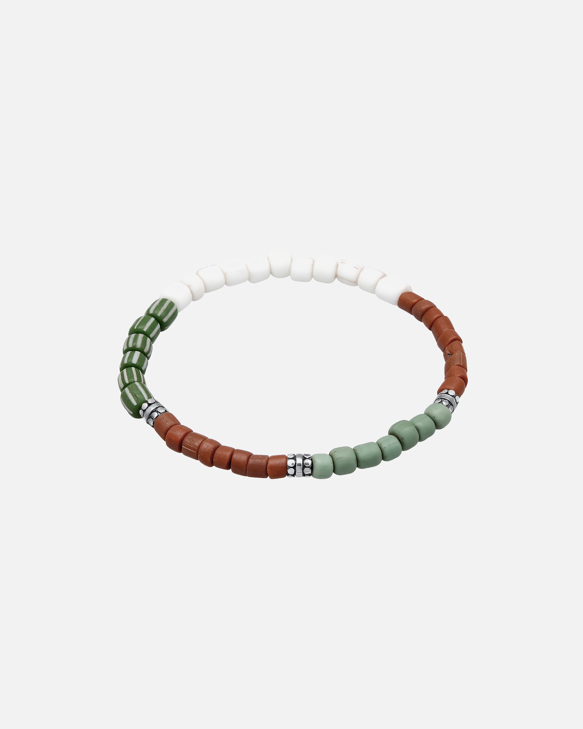 Armband für Männlich KUZZOI Glass Beads Weiß-Braun 925 Silber 1 Stück