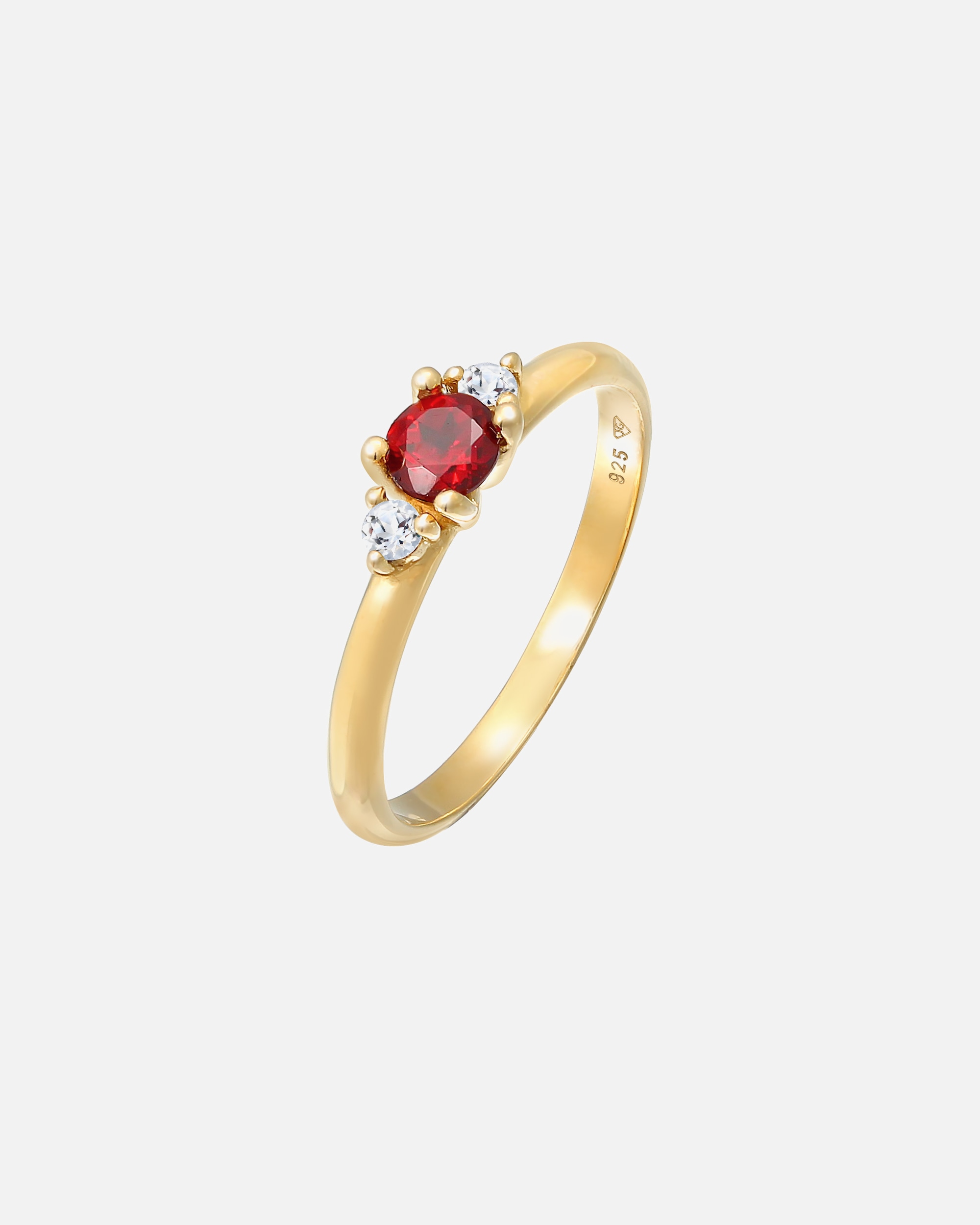 Ring für Weiblich Elli PREMIUM Granat Topas Klassik Rund 925 Silber vergoldet 52