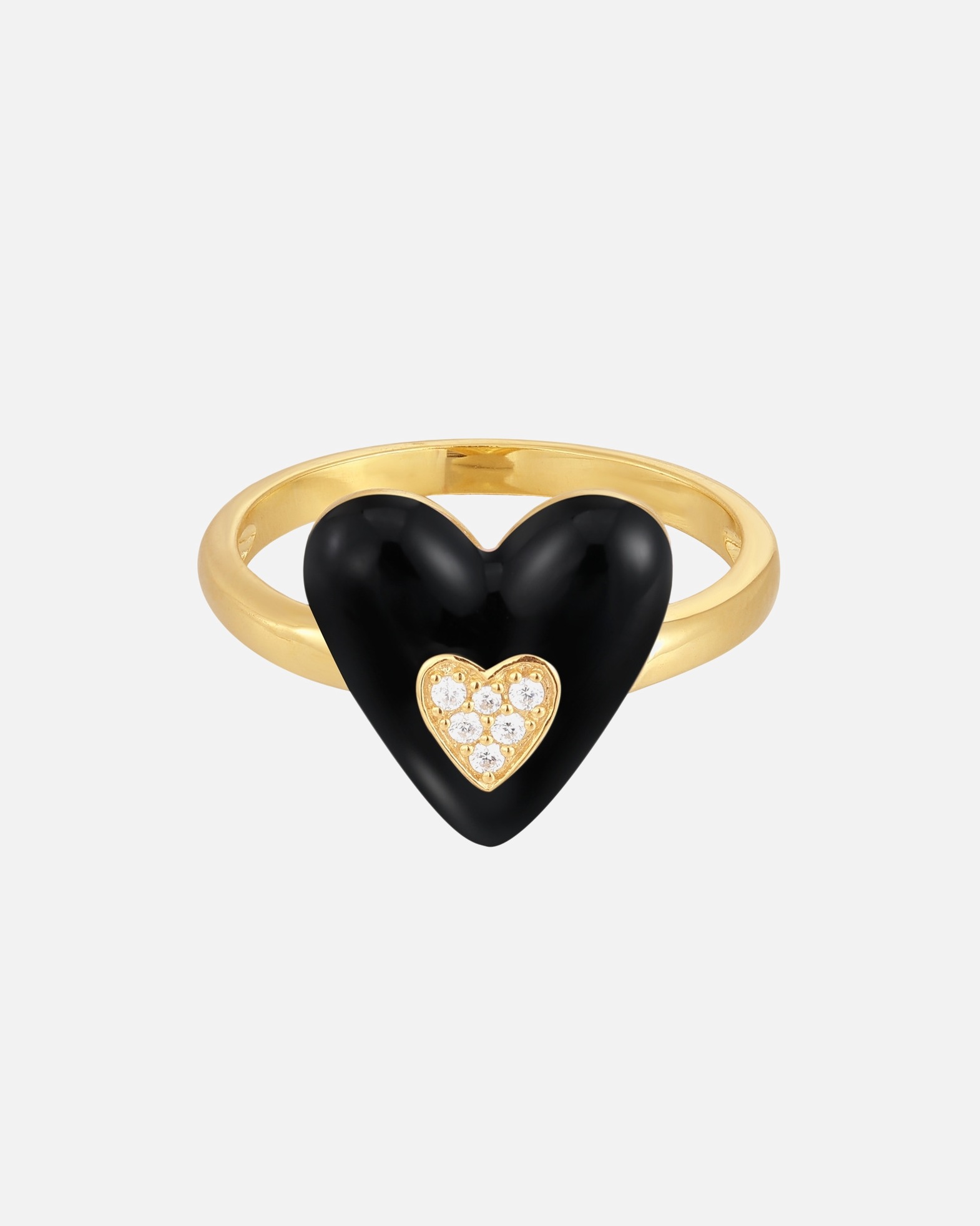 Ring für Weiblich Glanzstücke München Ring Herz Sterling Silber Zirkonia in Gelbgold 50