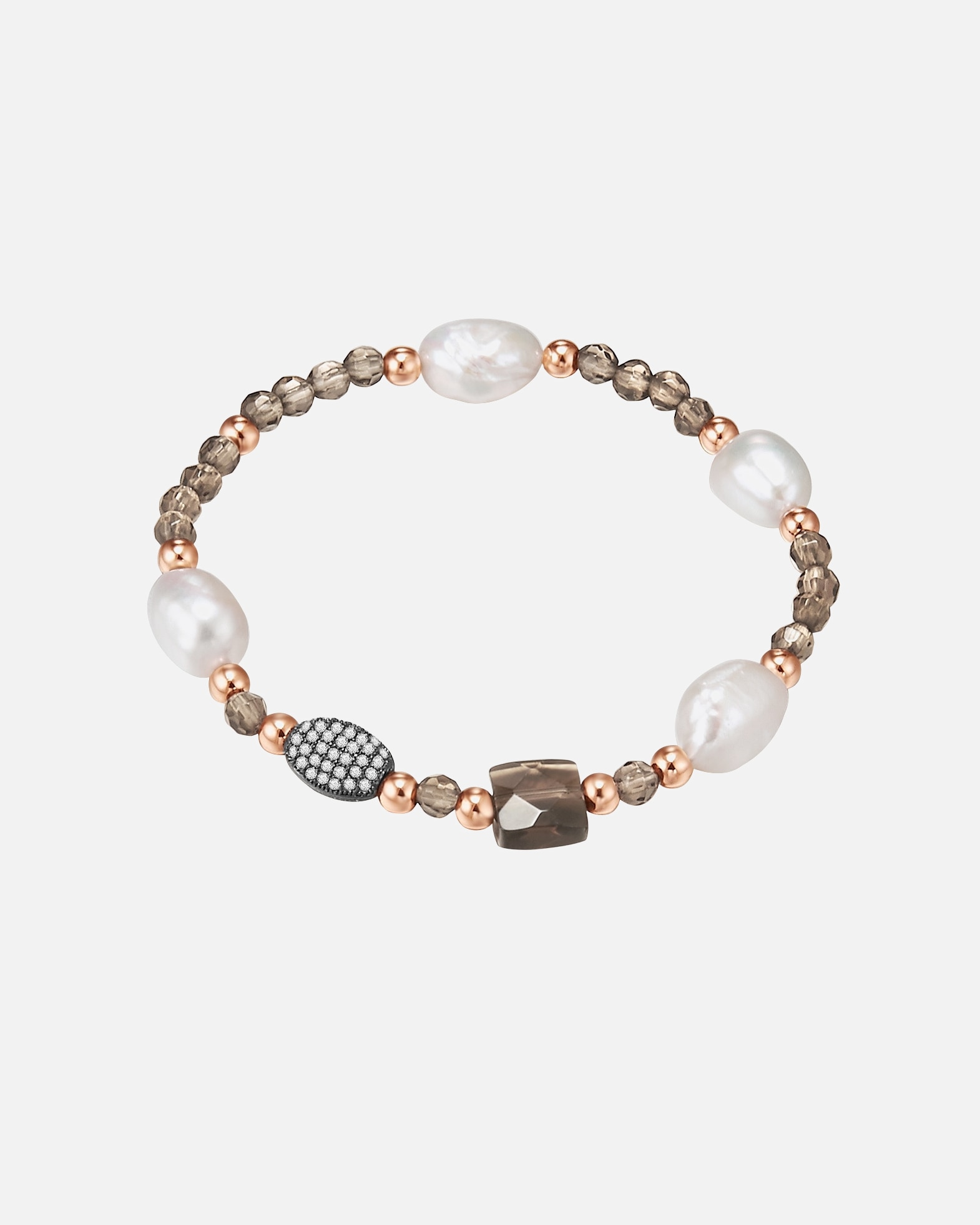 Armband für Weiblich Lulu & Jane Perlen-Armband Metall-Legierung Zirkonia Süßwasser-Zuchtperle in Roségold 1 Stück