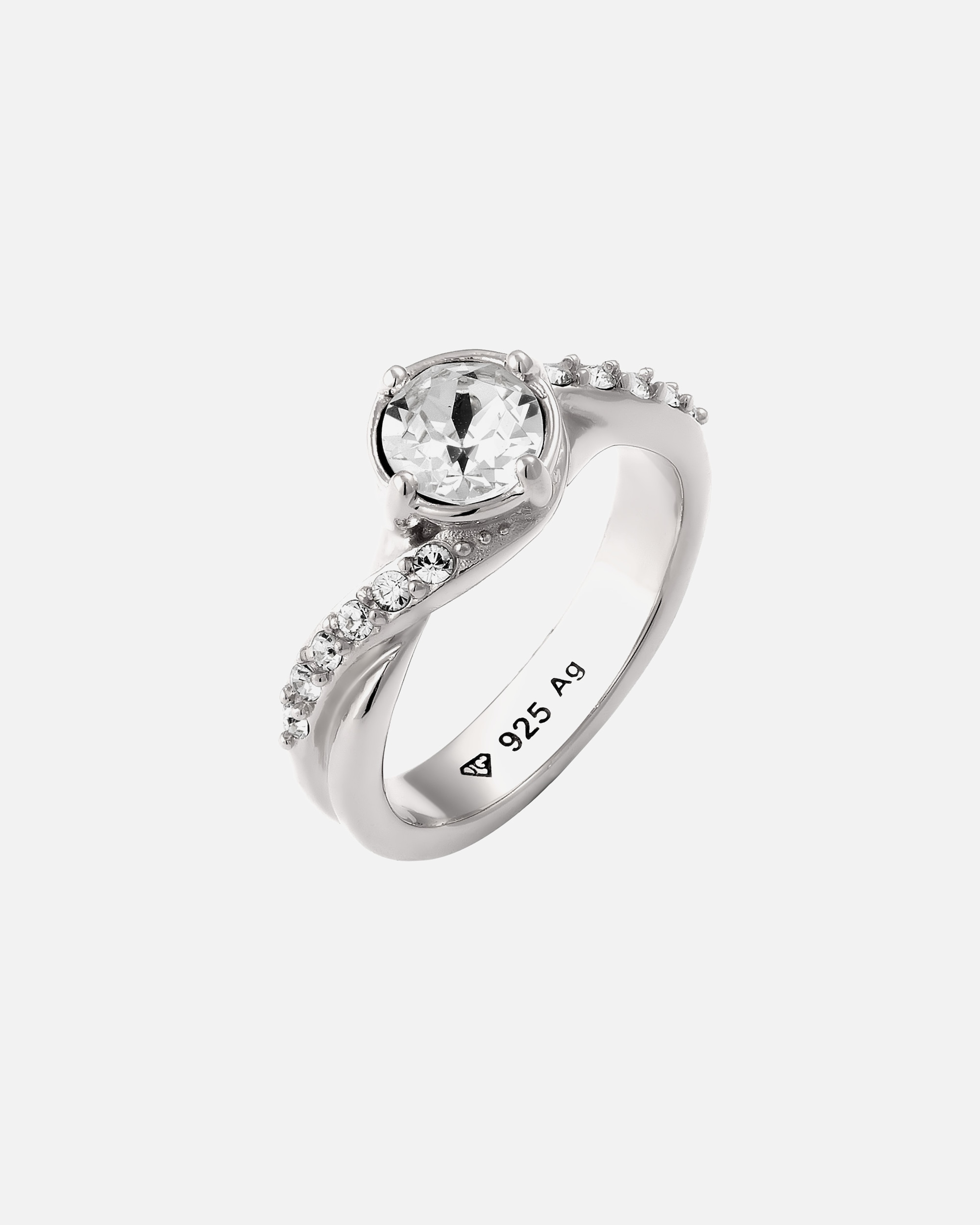 Ring für Weiblich Elli Solitär Weiß 925 Sterling Silber, mit Kristallen von Swarovski® 54