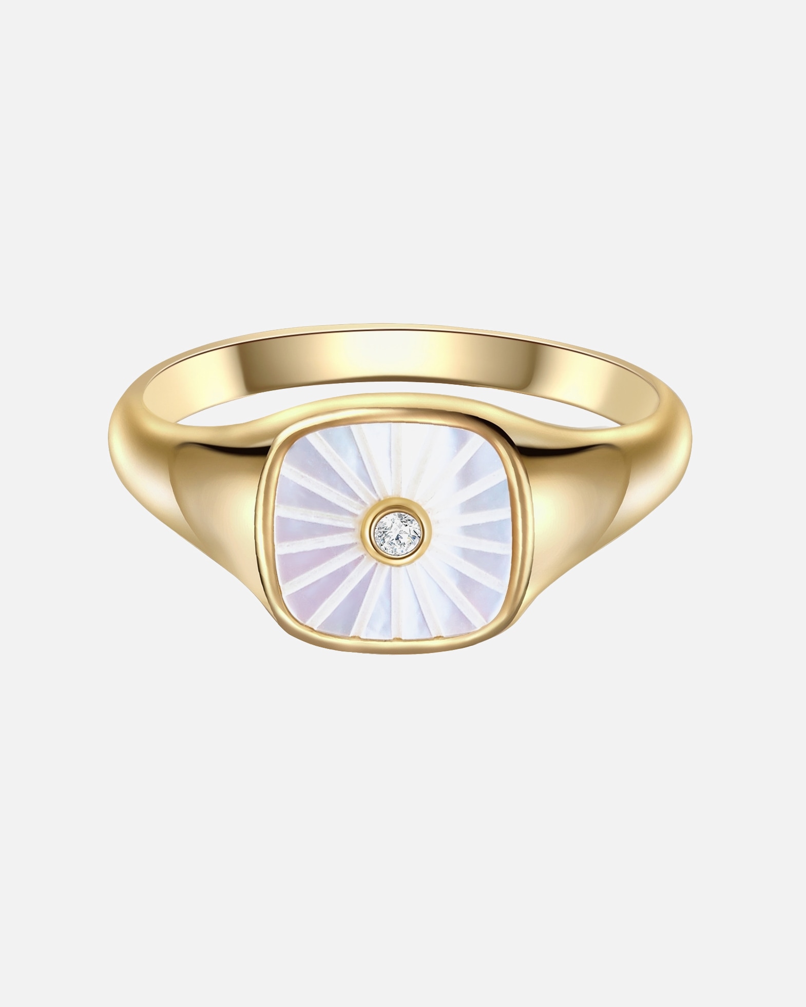 Ring für Weiblich Glanzstücke München Ring Sterling Silber Zirkonia Perlmutt in Gelbgold 48