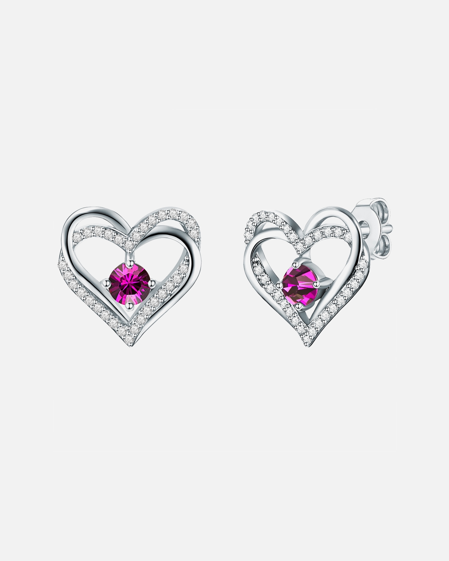 Ohrringe für Weiblich Rafaela Donata Ohrstecker Herz Sterling Silber verziert mit Kristallen von Swarovski® in Silber 1 Stück