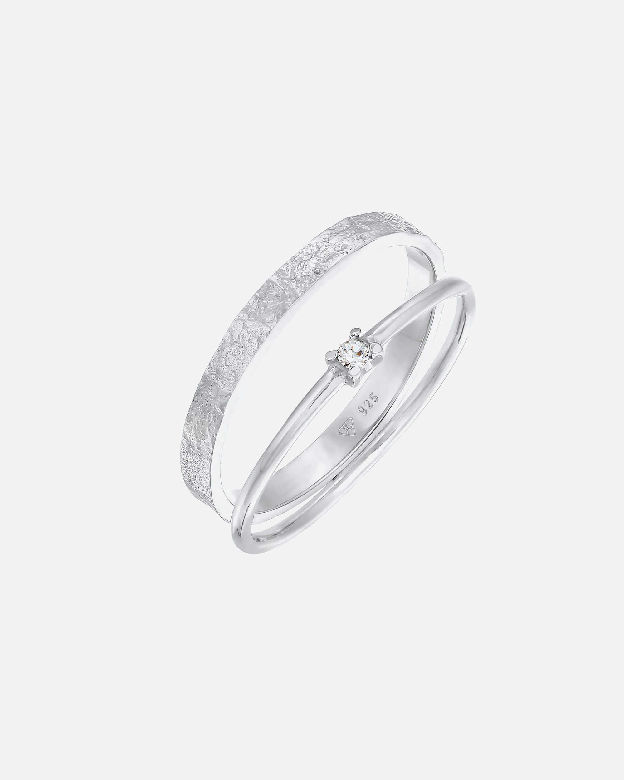 Ring für Weiblich Elli 0er Set Solitär Bandring 925 Silber, mit Kristallen von Swarovski® 54