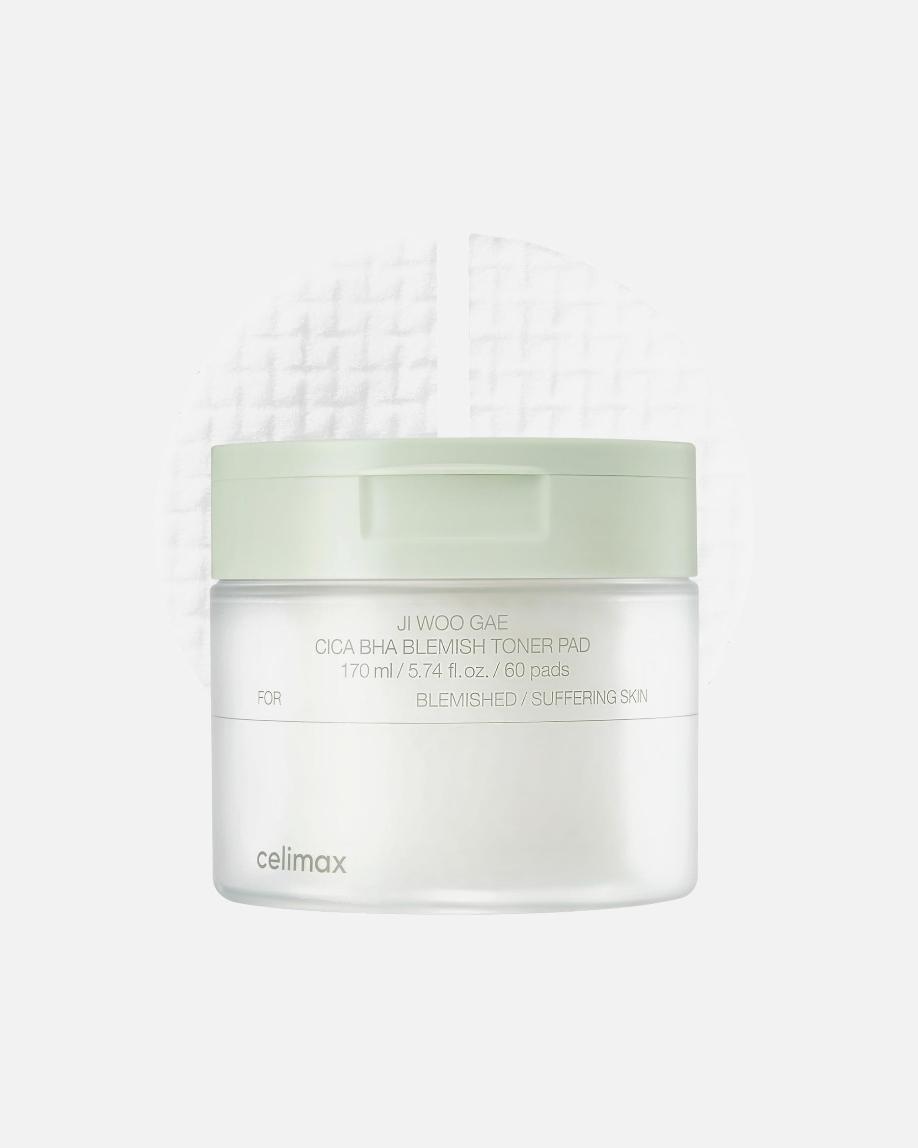 Feuchtigkeitsspendende Gesichtsbehandlung für Unisex Celimax Ji Woo Gae Cica Bha Blemish Toner Pad 60 Stück