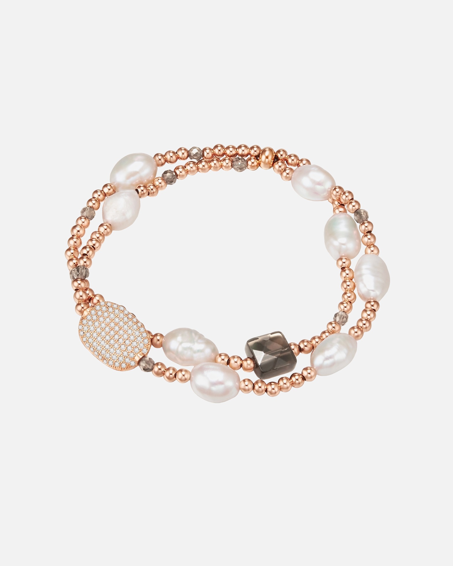 Armband für Weiblich Lulu & Jane Perlen-Armband Metall-Legierung Zirkonia Süßwasser-Zuchtperle in Roségold 1 Stück