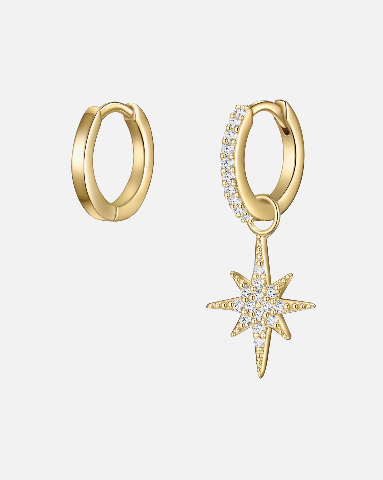 Creolen für Weiblich Glanzstücke München Creolen Stern Sterling Silber Zirkonia in Gelbgold 1 Stück