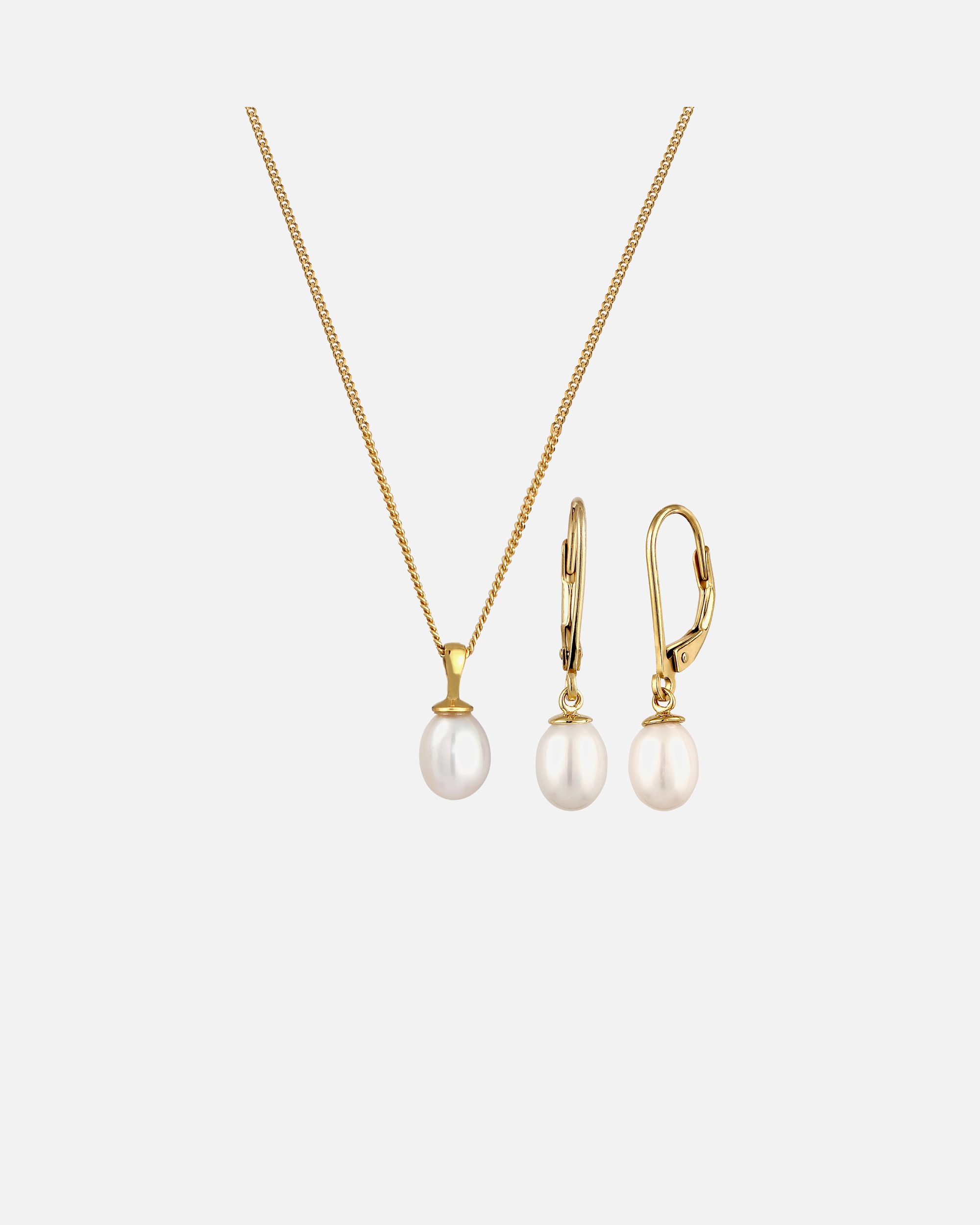 Schmuckset für Weiblich Elli Süßwasserzuchtperlen Weiß 925 Sterling Silber golfarben