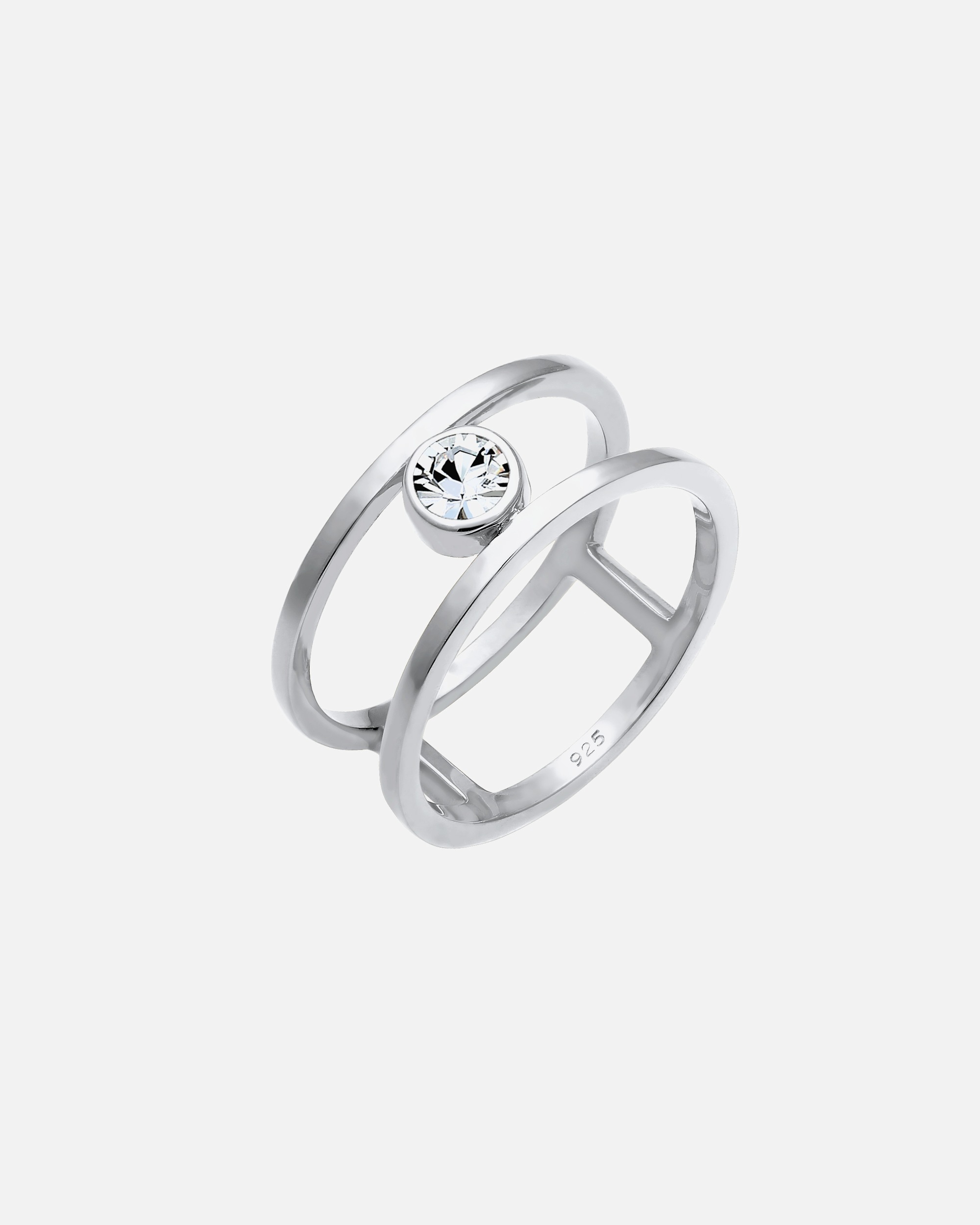 Ring für Weiblich Elli PREMIUM Doppelring Solitär 925 Sterling Silber, mit Kristallen von Swarovski® 54
