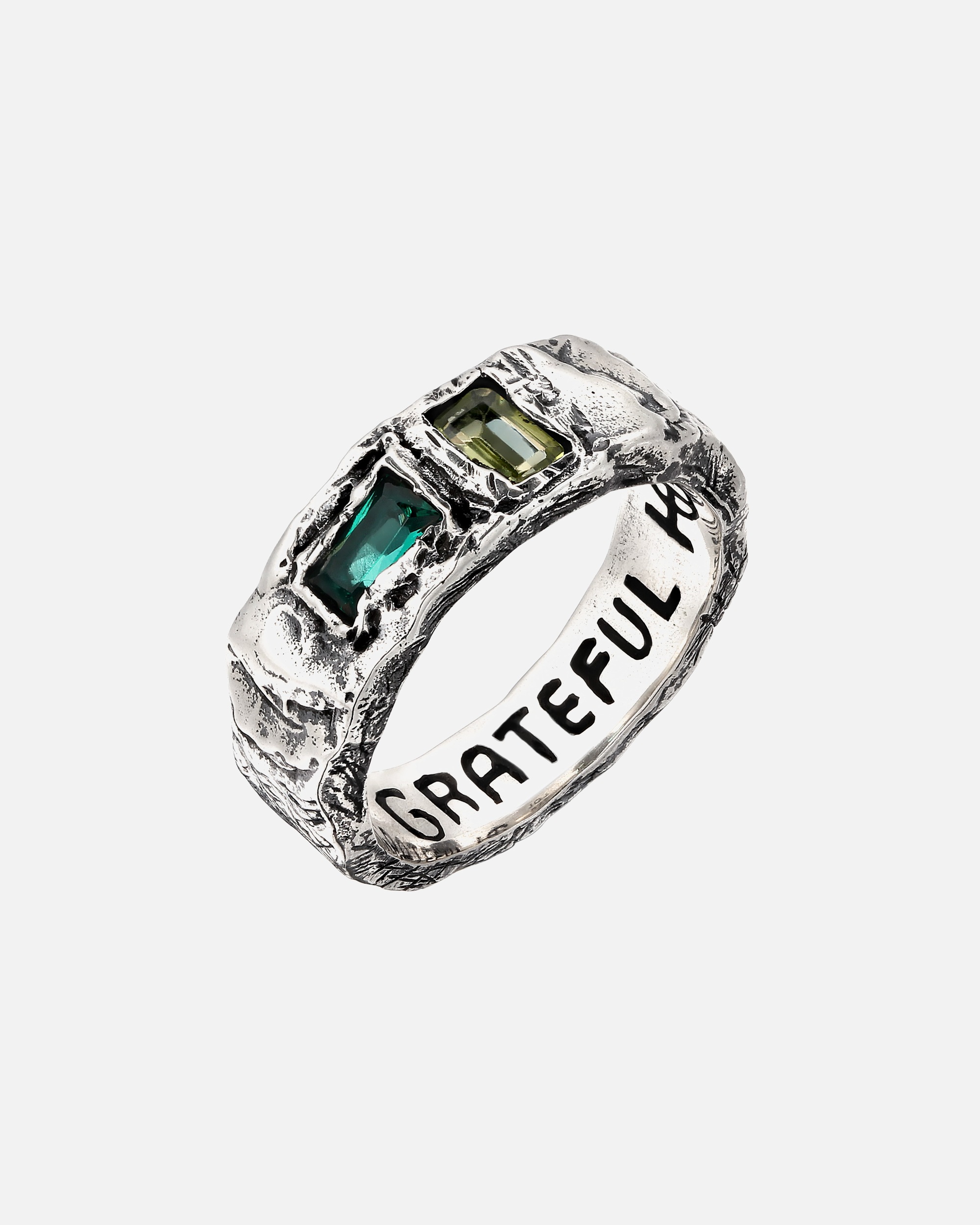Ring für Unisex Haze & Glory Default Brand Line Emerald Synthetisch Smaragdgrün 925 Sterling Silber 60