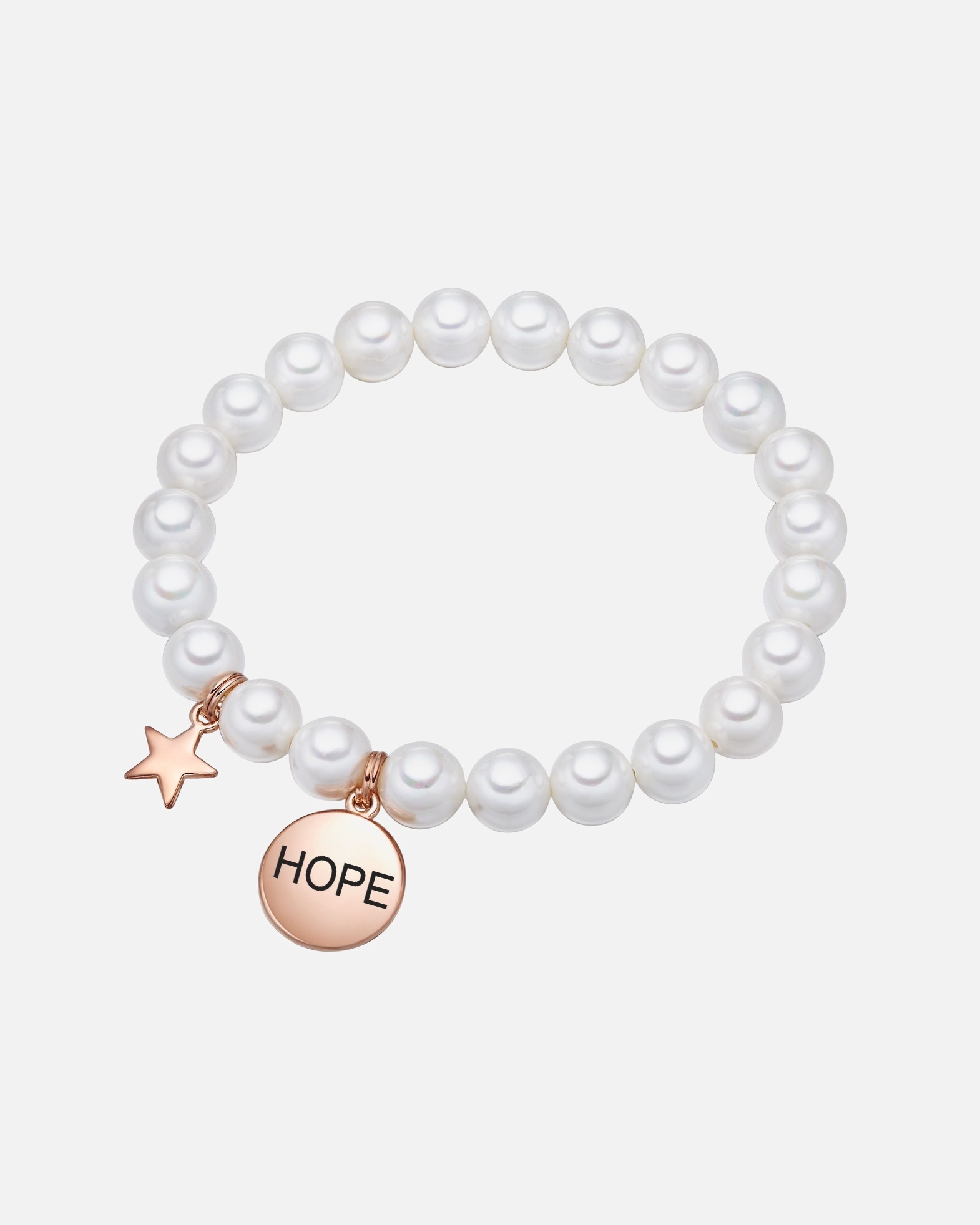 Armband für Weiblich Lulu & Jane Perlen-Armband Hope Messing Muschelkernperle in Roségold 1 Stück