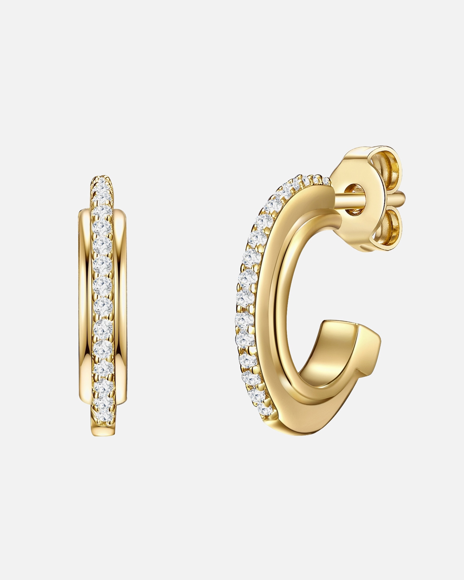 Creolen für Weiblich Lulu & Jane Creolen aus Messing in Gelbgold mit Zirkonia 1 Stück