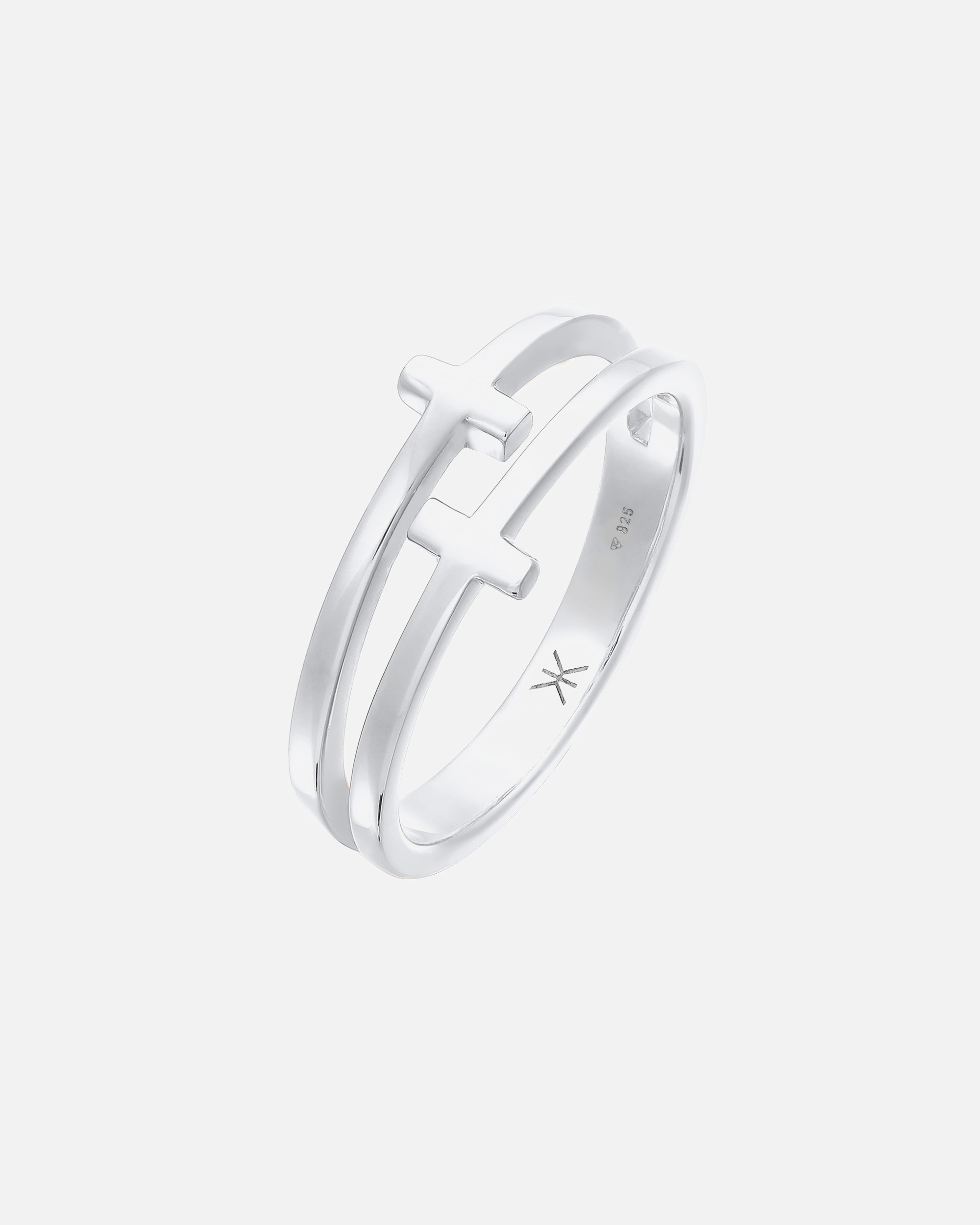 Ring für Männlich KUZZOI Herren Kreuz Double 925 Silber 60