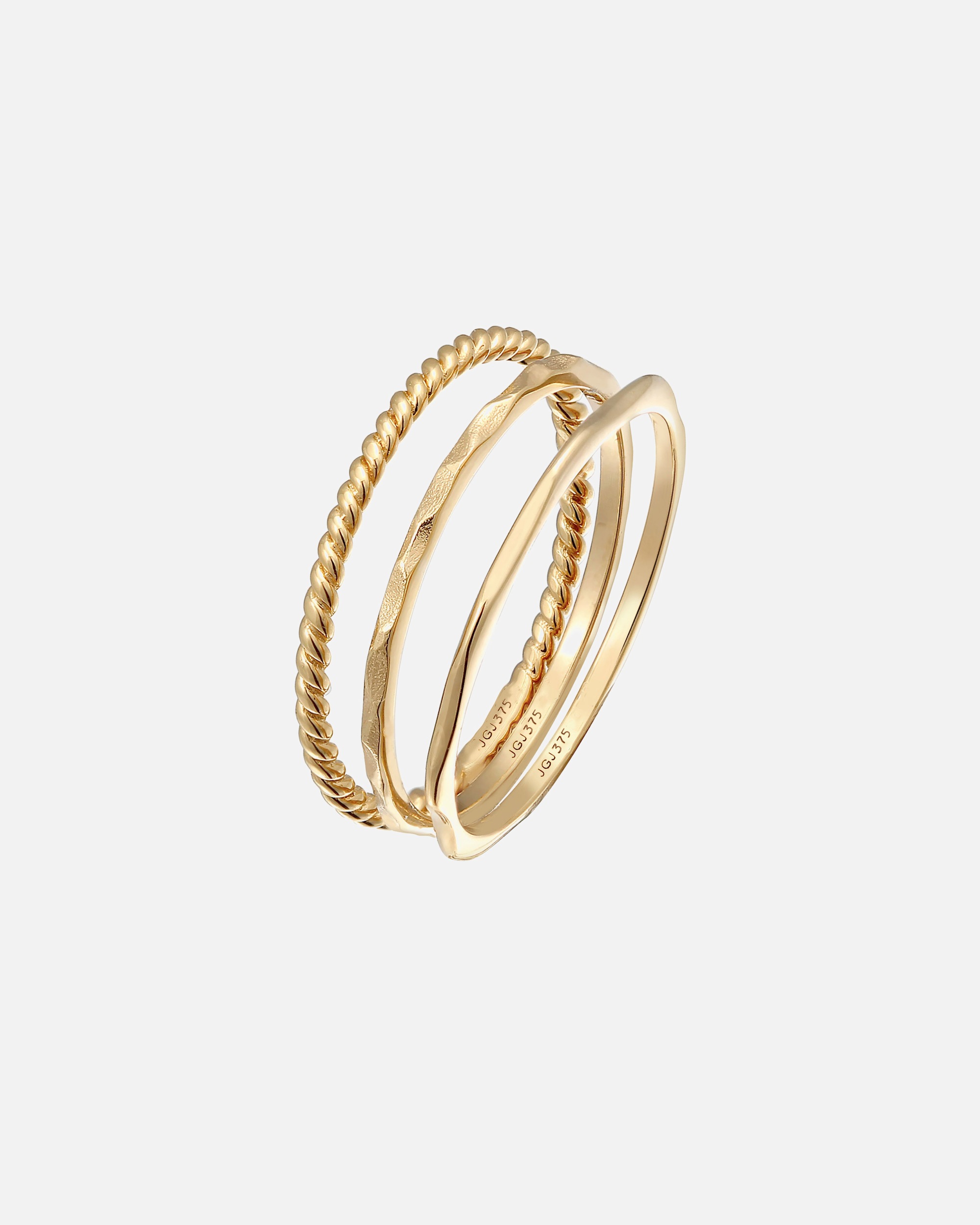 Ring für Weiblich Elli PREMIUM Stapelringe Stacking Bandring 3er Set 375 Gelbgold 58