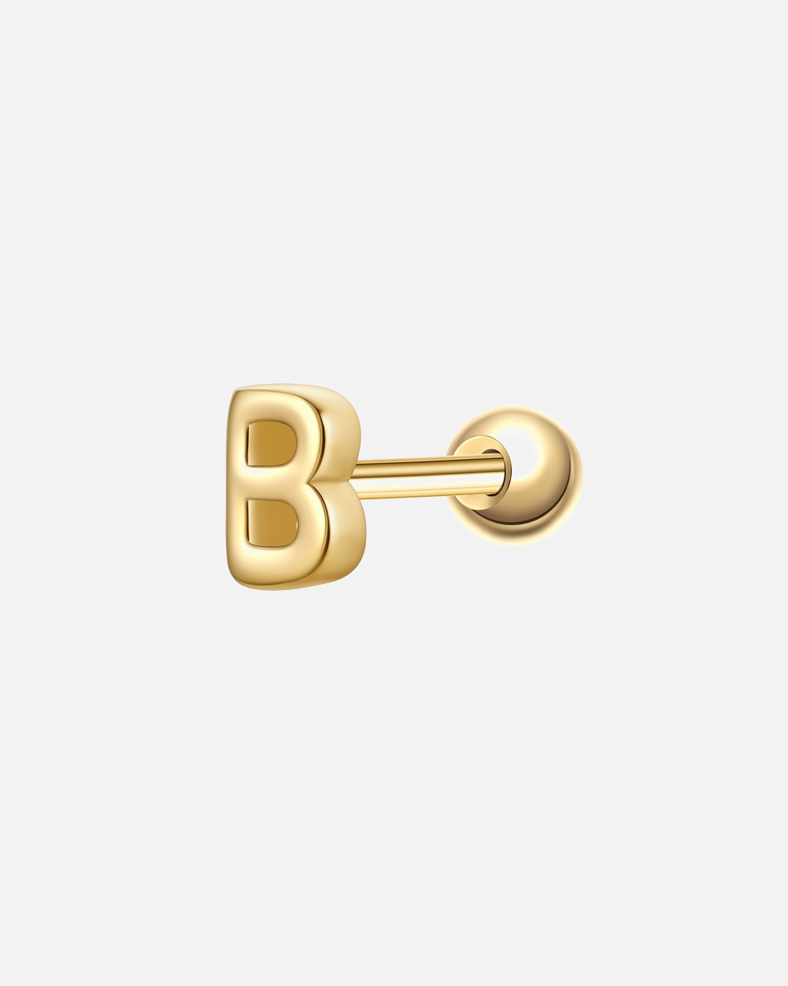 Ohrringe für Weiblich Piercing Buchstabe B aus Sterling Silber in gelbgold 4,1 mm