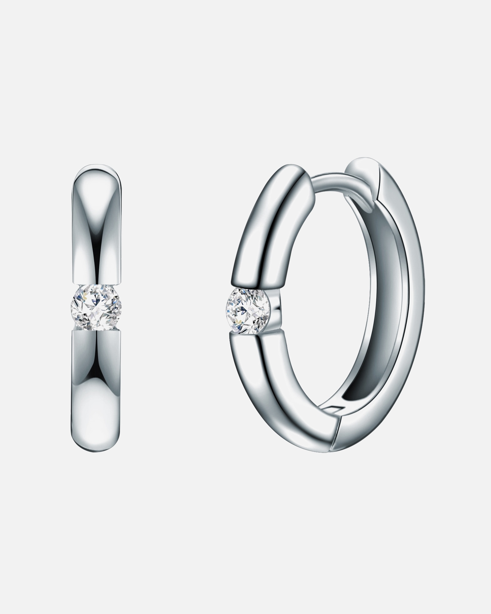 Creolen für Weiblich Trilani Creolen Sterling Silber Zirkonia in Silber 1 Stück