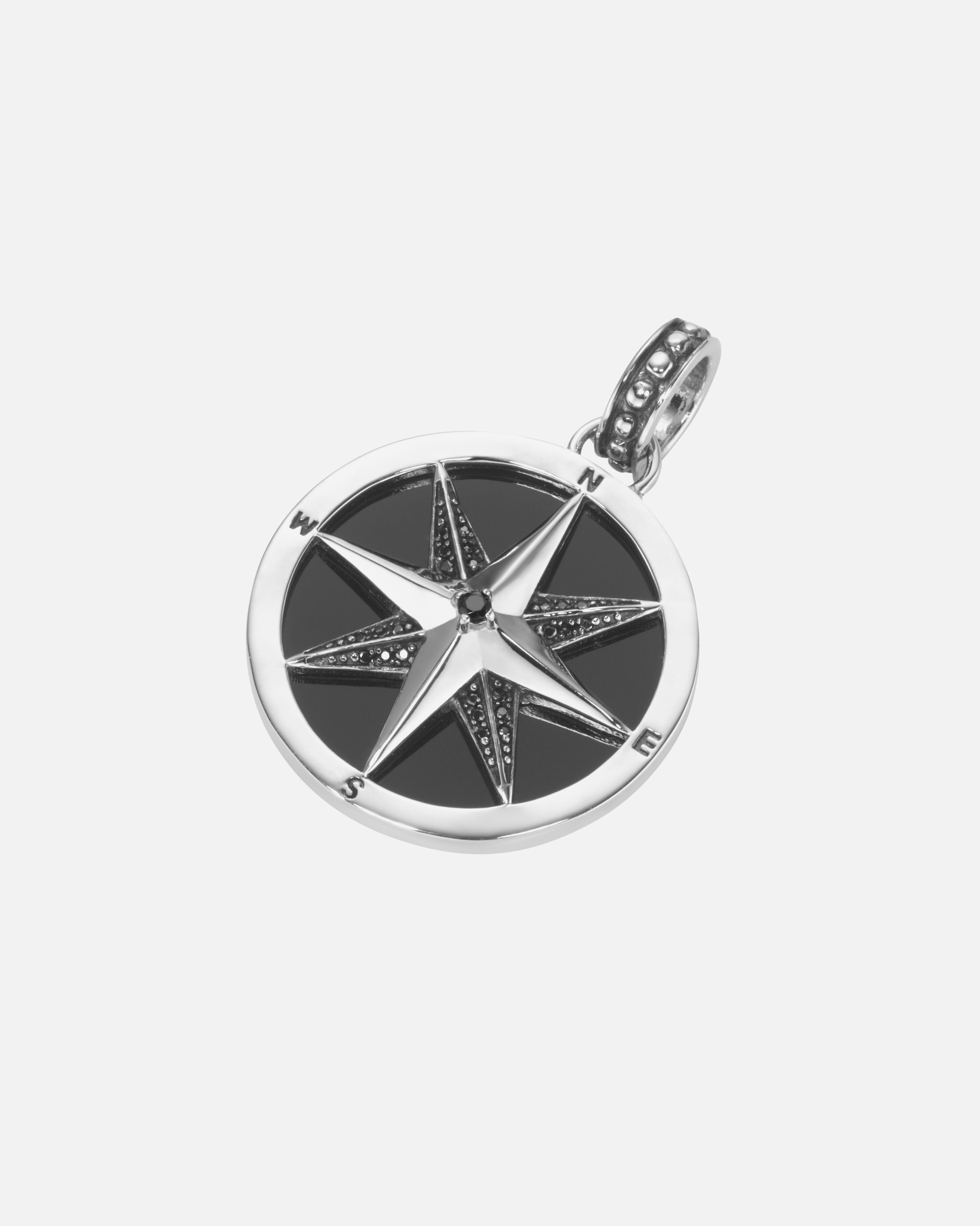 Schmuckanhänger für Männlich Giorgio Martello Milano Anhänger Kompass, mit Achat und Spinellen in schwarz, Silber 925 Onesize