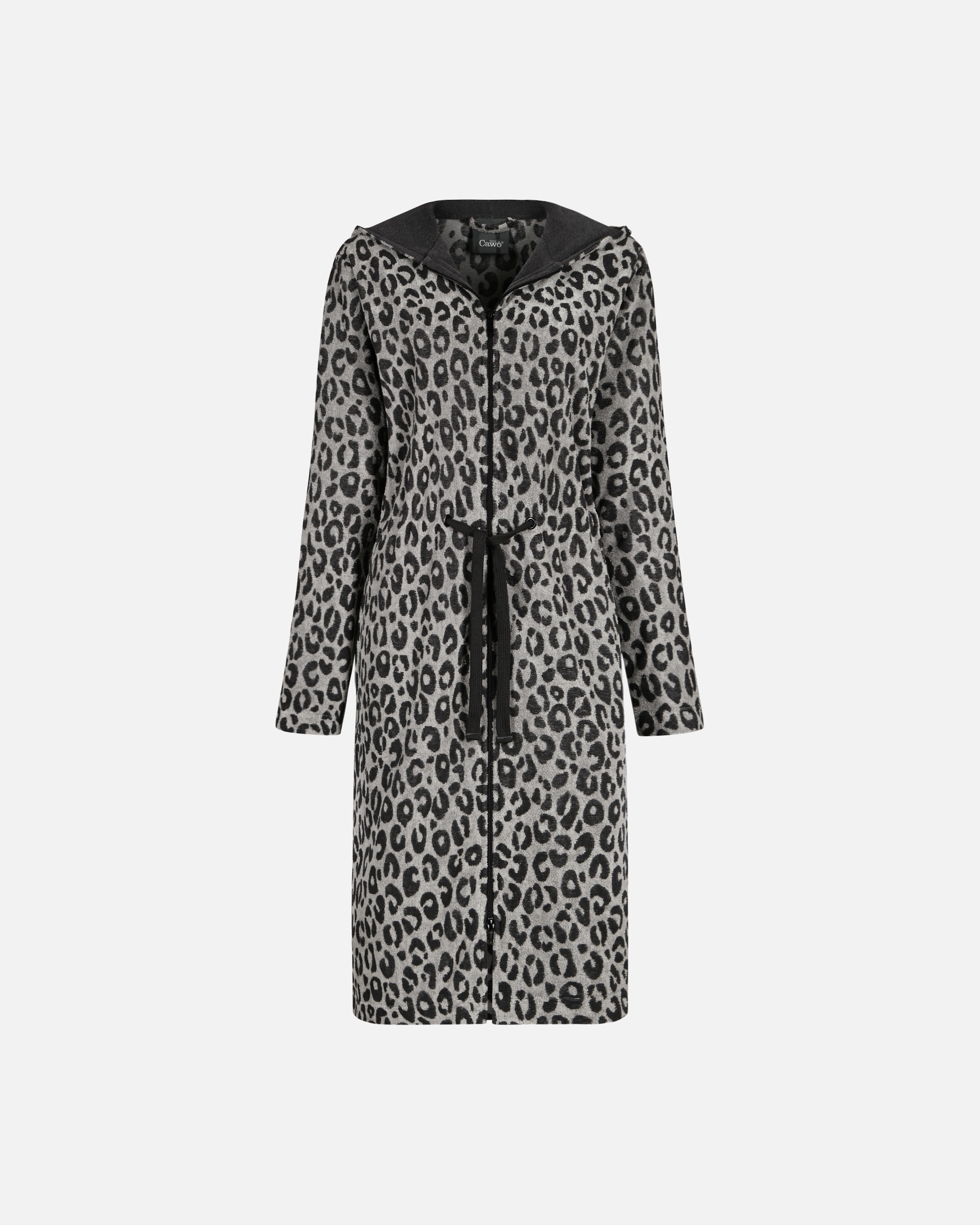 Bademantel für Unisex Cawö Cawö Bademäntel Damen Kurzmantel mit Kapuze Two-Tone Leo 851 basalt - 77 XL