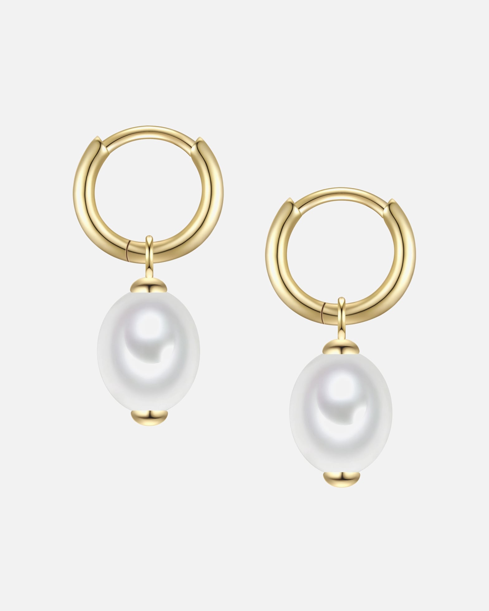 Creolen für Weiblich Rafaela Donata Creolen aus Sterling Silber in gelbgold mit Muschelkernperle 23,5 mm