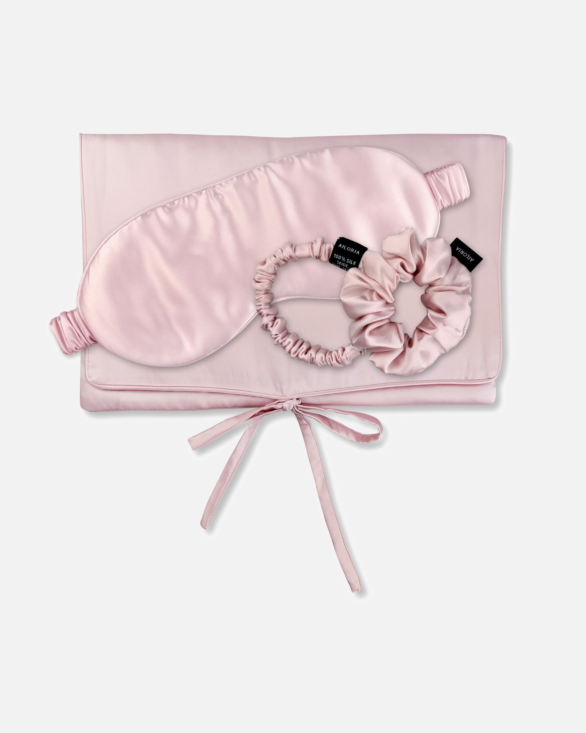 Haarreif für Weiblich Ailoria TRAVEL SET Tasche, Schlafmaske, Scrunchie S & Scrunchie M rosa