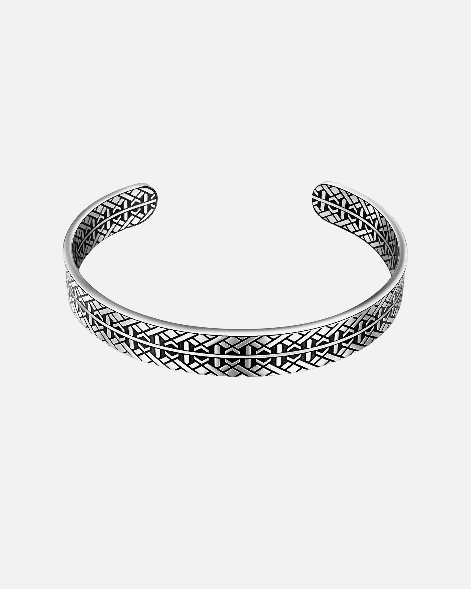 Armreif für Männlich True Rebels Armband Edelstahl in Silber/Schwarz 1 Stück