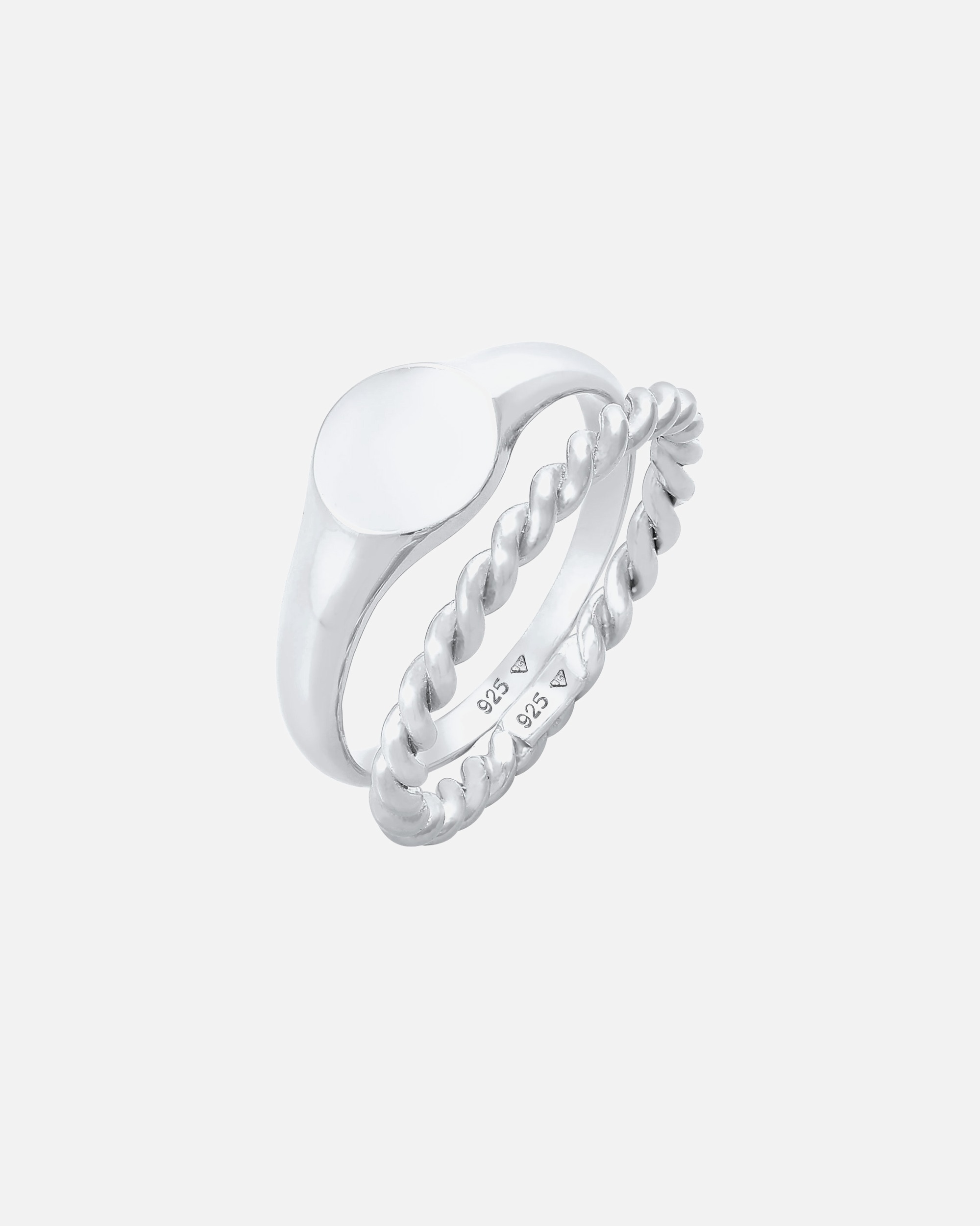 Ring für Weiblich Elli Siegelring Basic Bandring Twist 2er Set 925 Silber 54