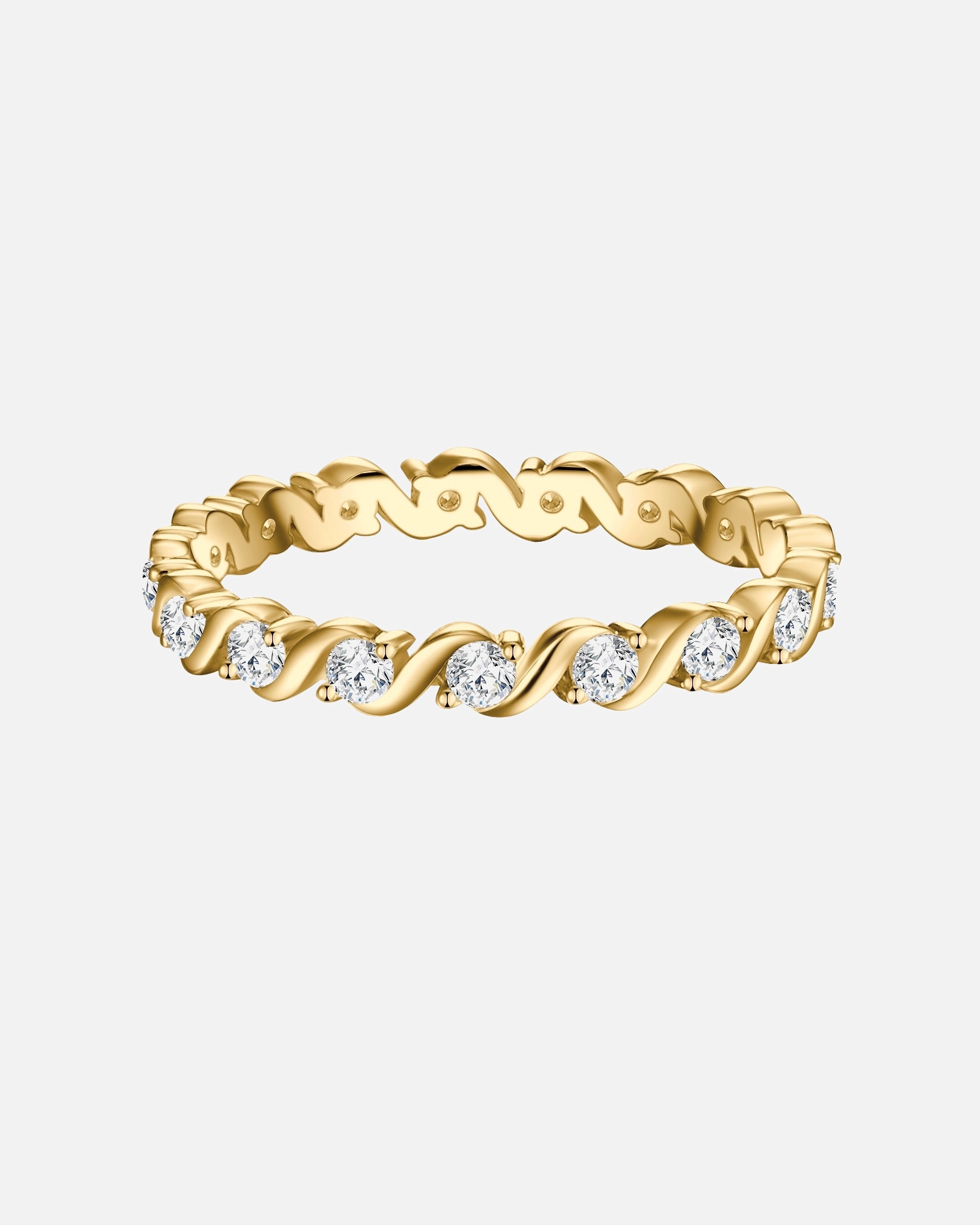 Ring für Weiblich Trilani Memoirering aus Sterling Silber in Gelbgold mit Zirkonia 60