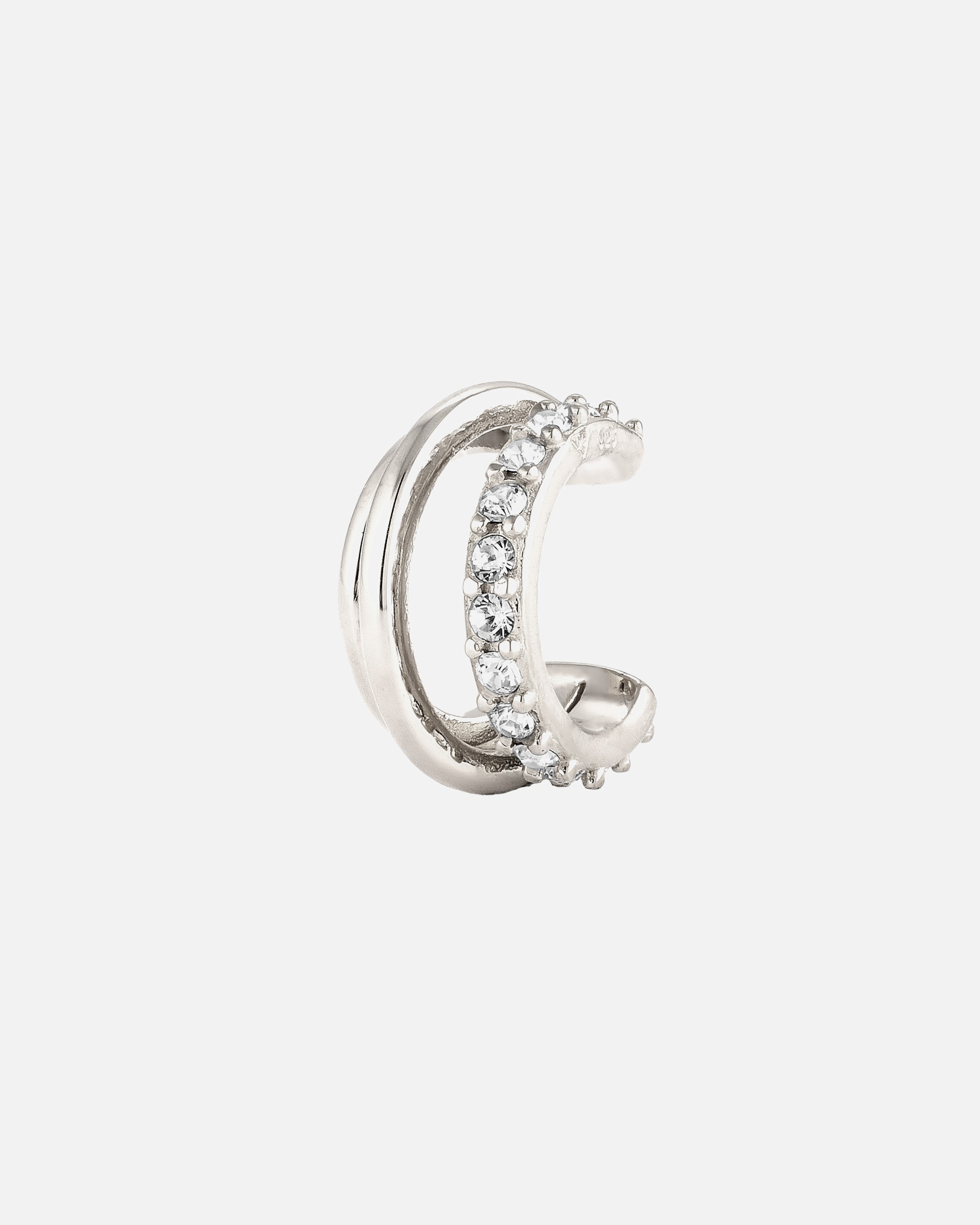 Ohrringe für Weiblich Elli Earcuff Single Weiß 925 Sterling Silber, mit Kristallen von Swarovski® Silber