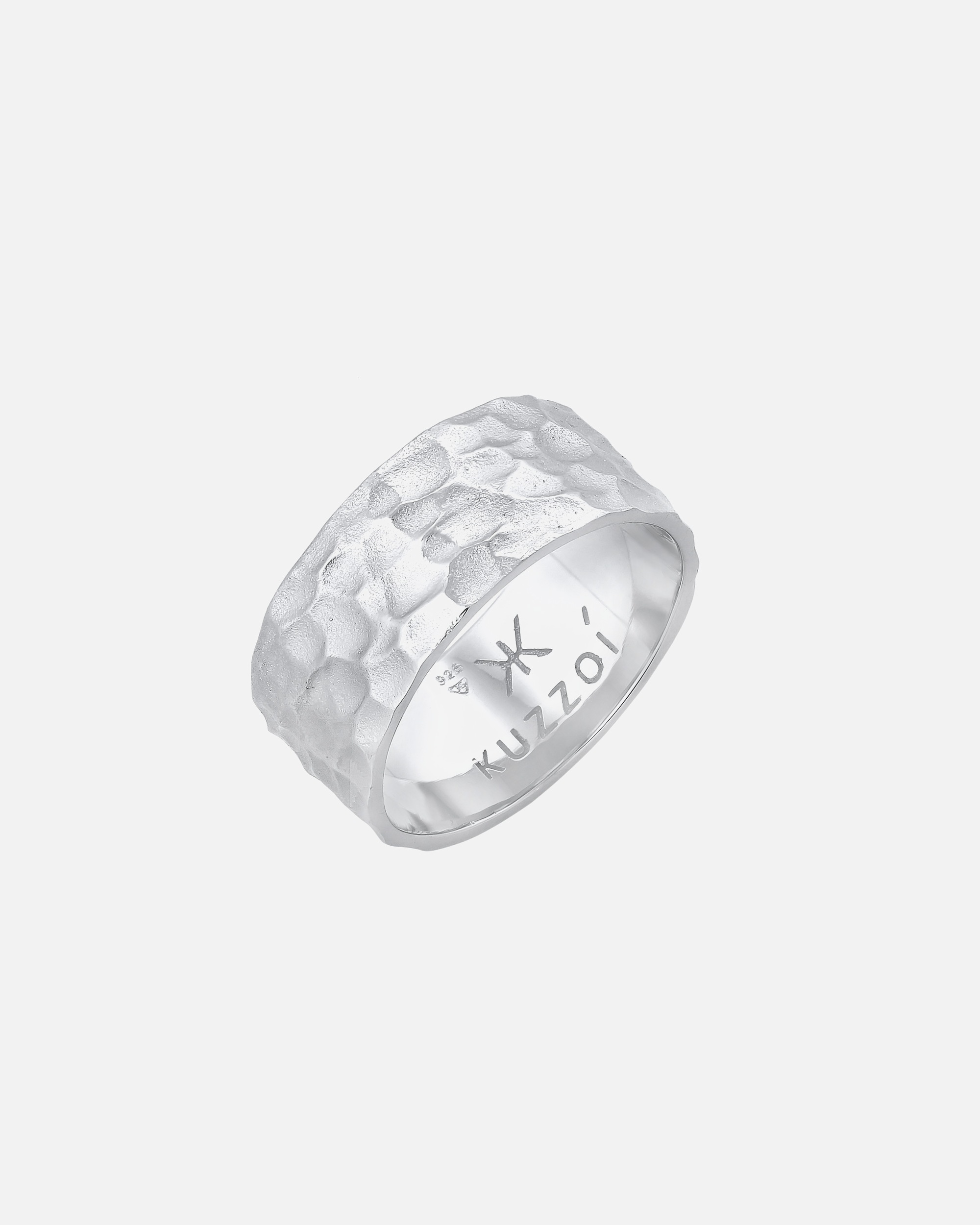 Ring für Männlich KUZZOI Herren Bandring Gehämmert Oxidiert 925 Silber 60