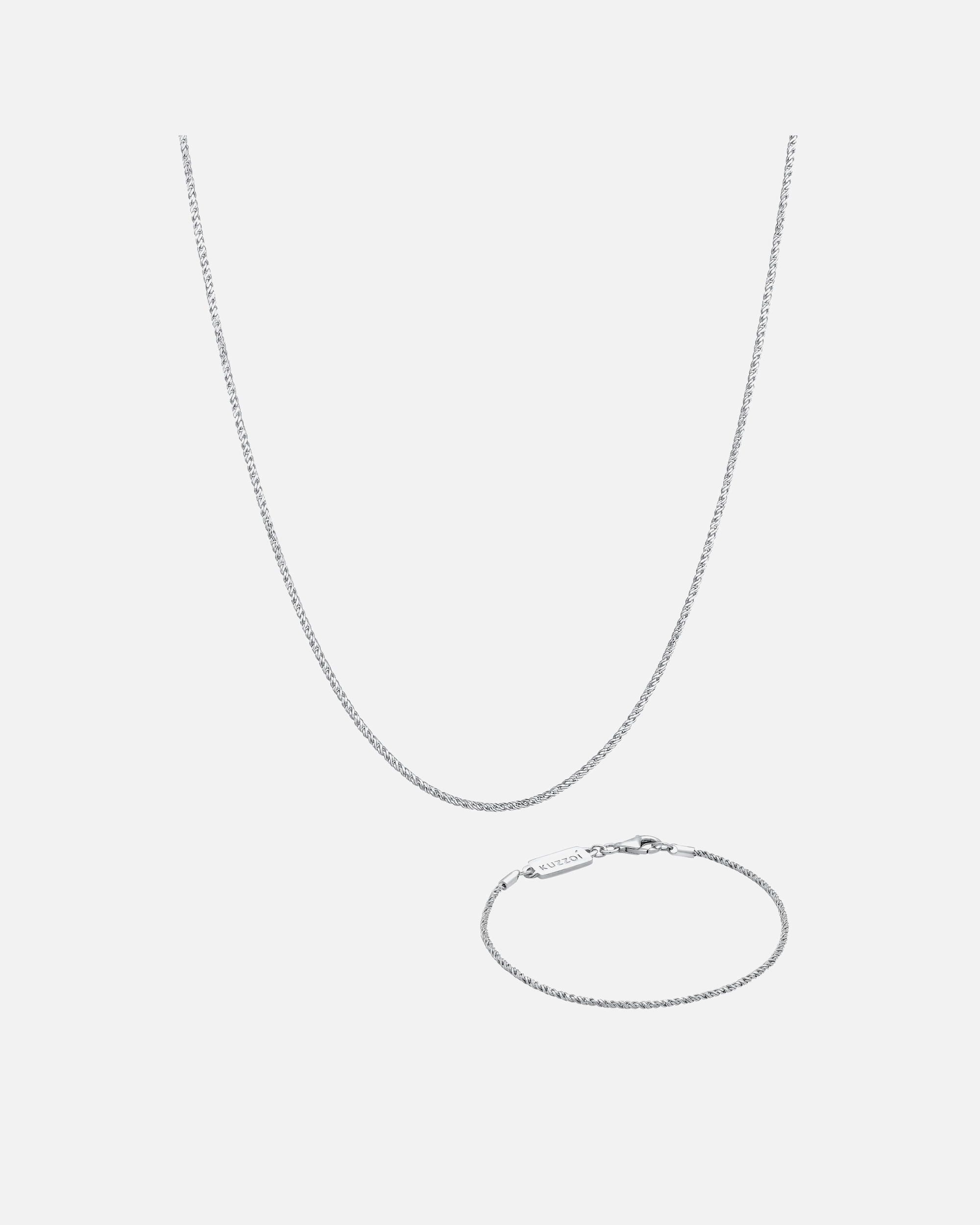 Schmuckset für Männlich KUZZOI Kette Armband Kordel Basic 925 Silber 1 Stück