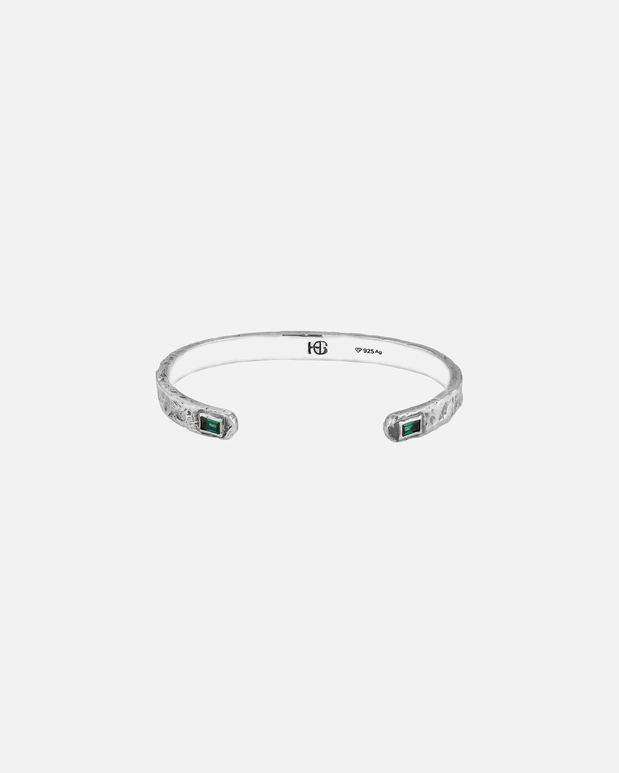 Armband für Männlich Haze & Glory Default Brand Line Armreif Synthetischer Smaragd Grün 925 Sterling Silber 18