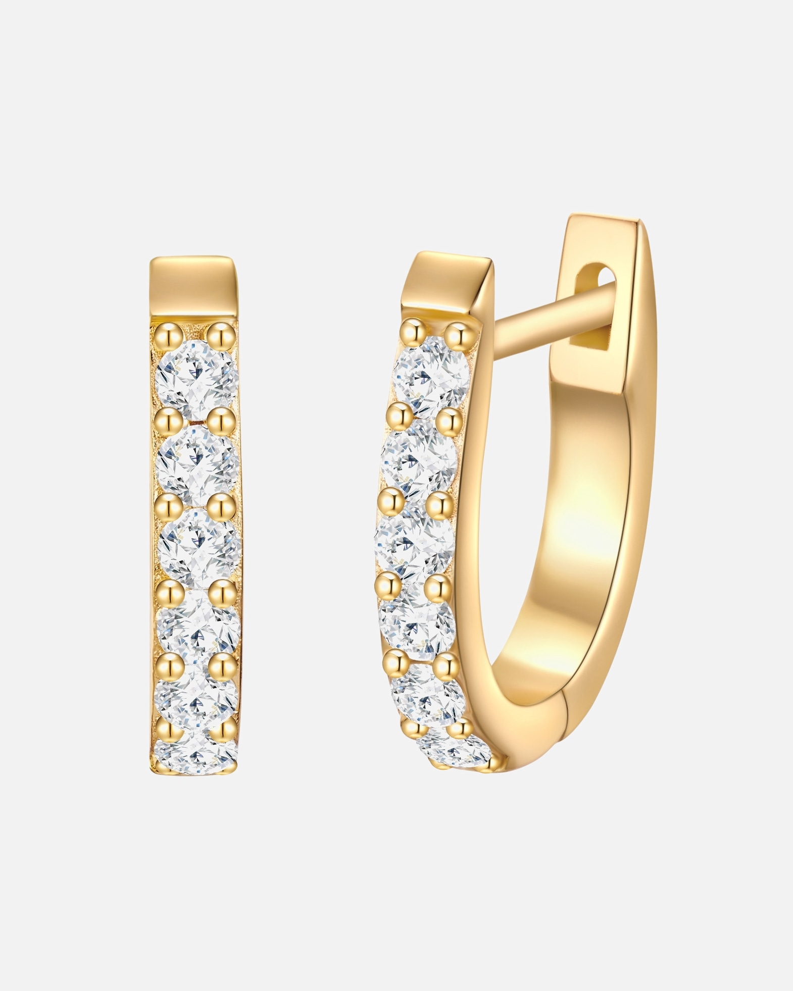 Creolen für Weiblich Trilani Creolen Sterling Silber Zirkonia in Gelbgold 1 Stück