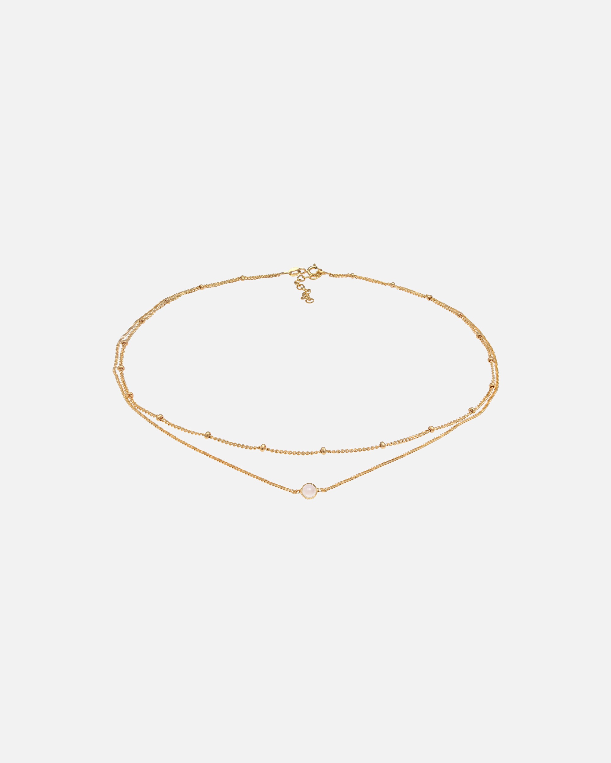 Halskette für Weiblich Elli Choker Layer Look Kugelkette Rosenquarz 925 Silber 1 Stück