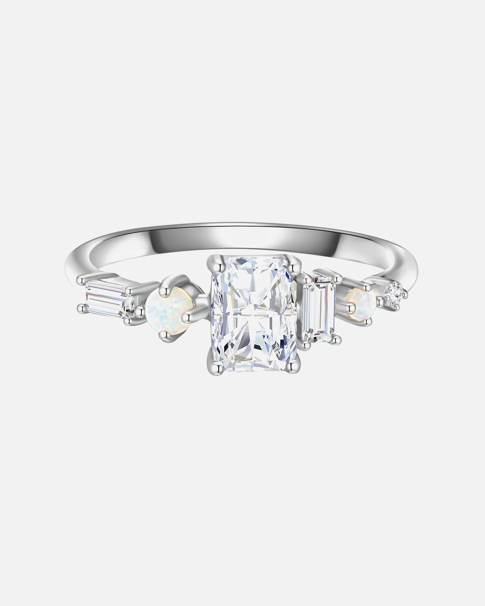 Ring für Weiblich Glanzstücke München Ring Sterling Silber Opal (synth.) Zirkonia weiß 48