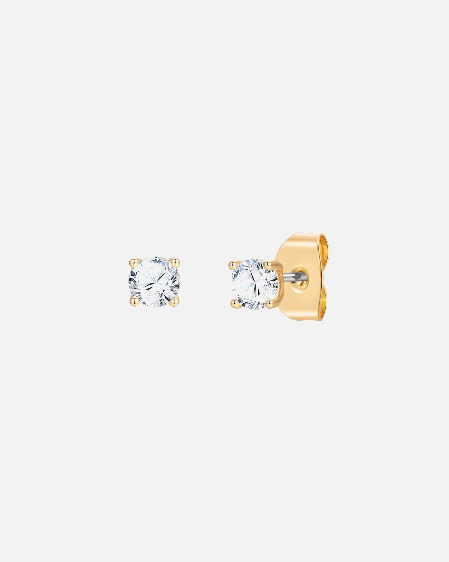 Ohrringe für Weiblich Lulu & Jane Ohrstecker aus Messing in Gelbgold mit Zirkonia 4,1 mm