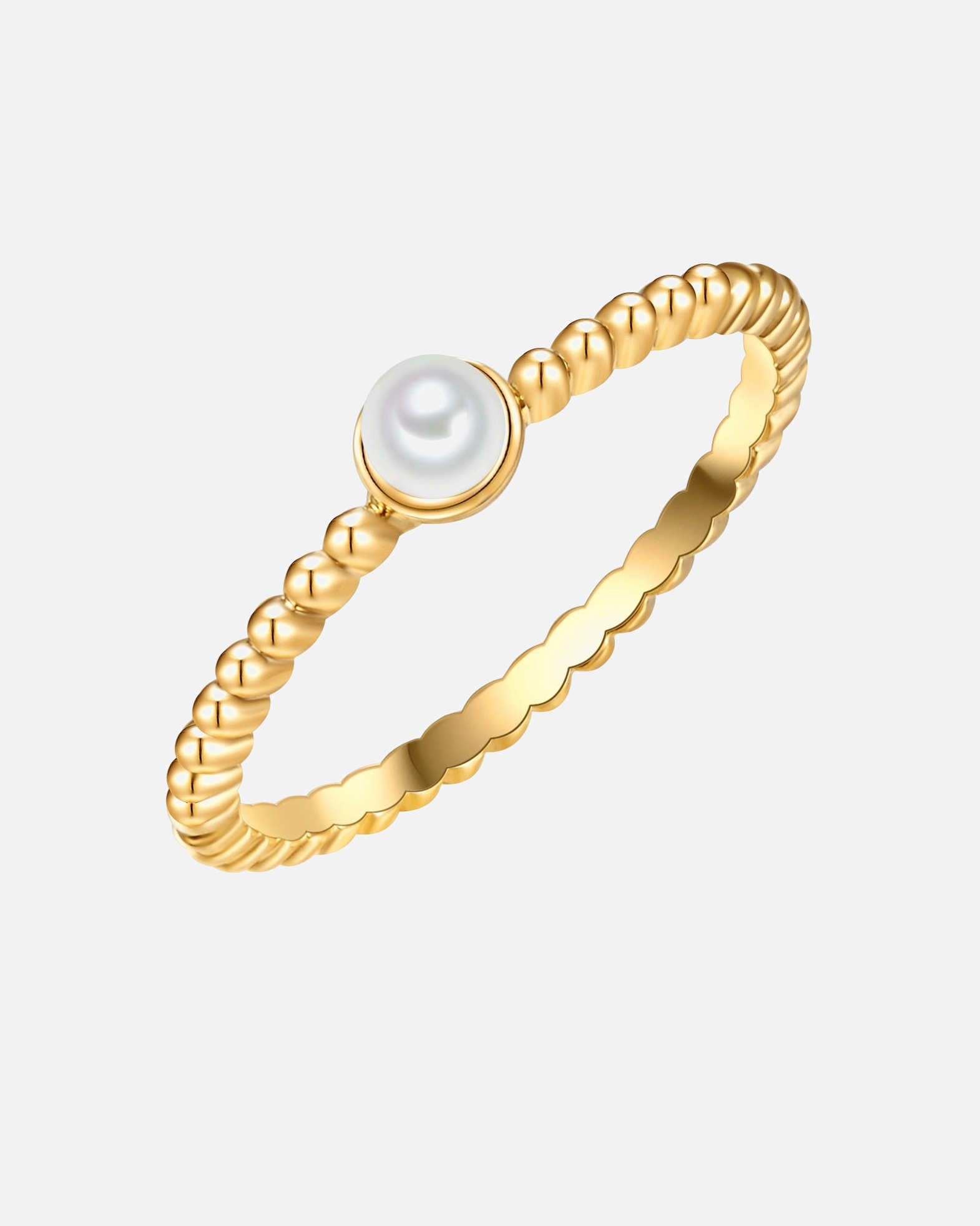 Ring für Weiblich Lulu & Jane Perlen-Ring Messing Muschelkernperle in Gelbgold 58