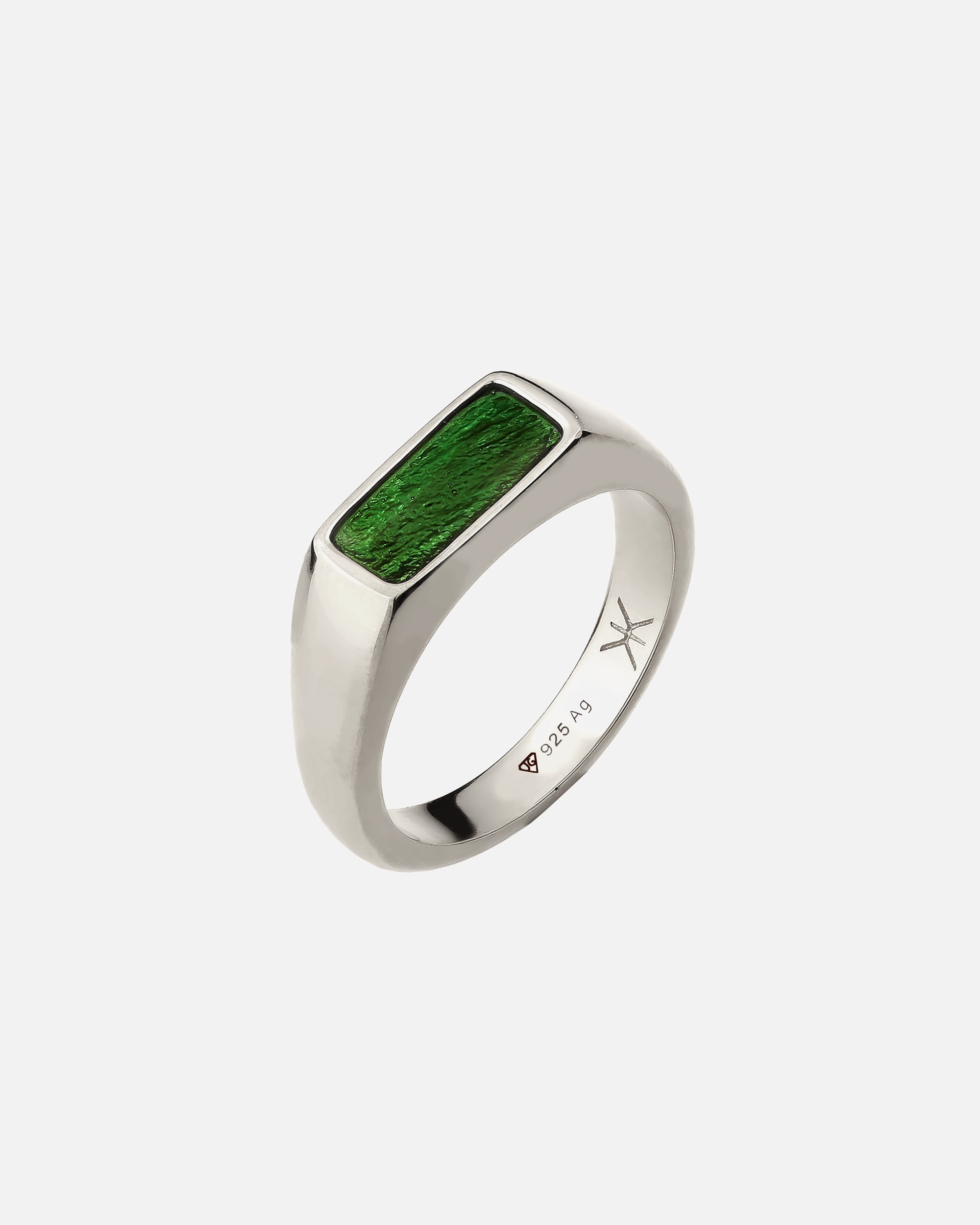 Ring für Männlich KUZZOI Siegelring mit Emaille Grün 925 Sterling Silber 66