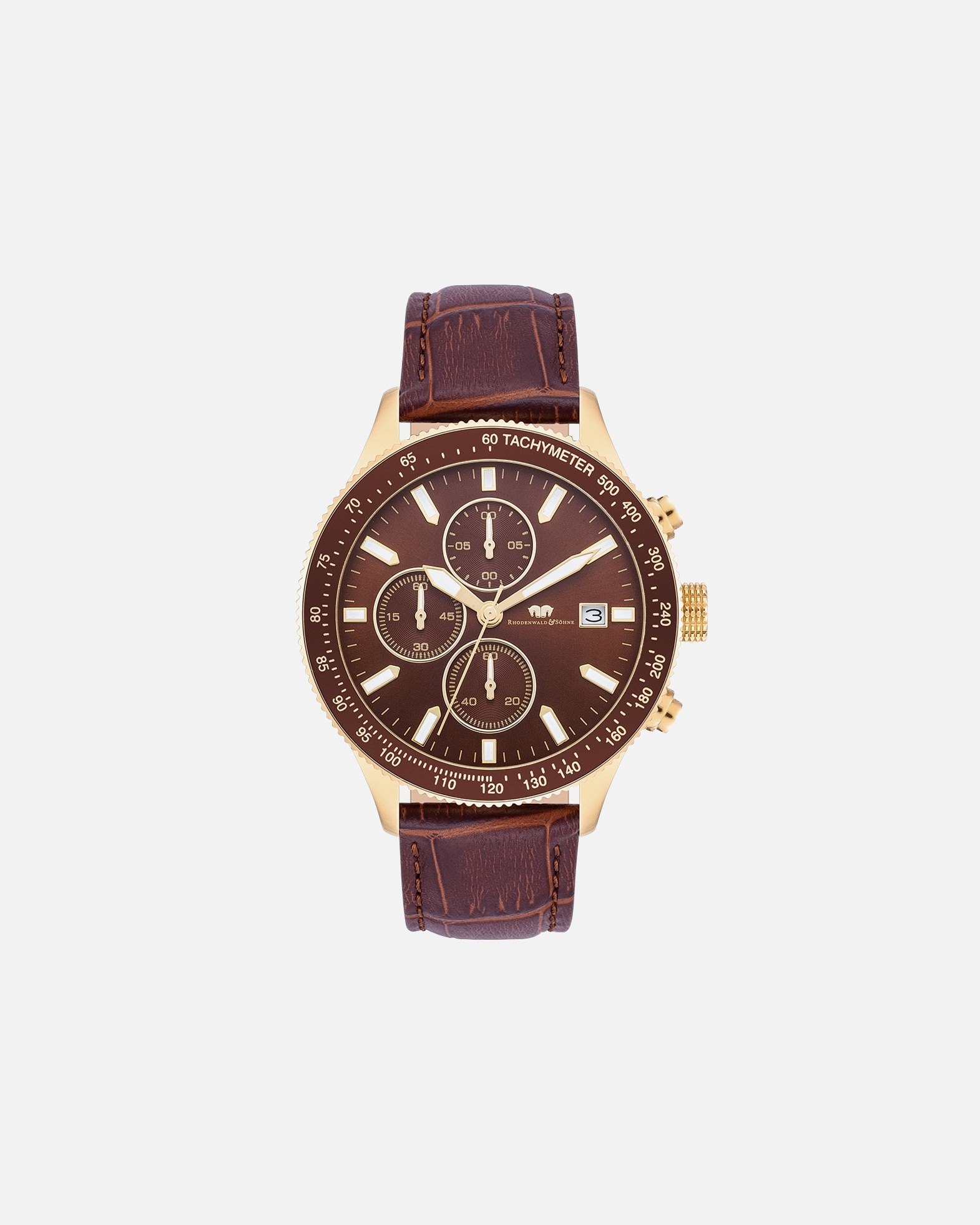 Uhr für Männlich Rhodenwald & Söhne Armband-Uhr Karthago II aus Echtleder in gelbgold 1 Stück