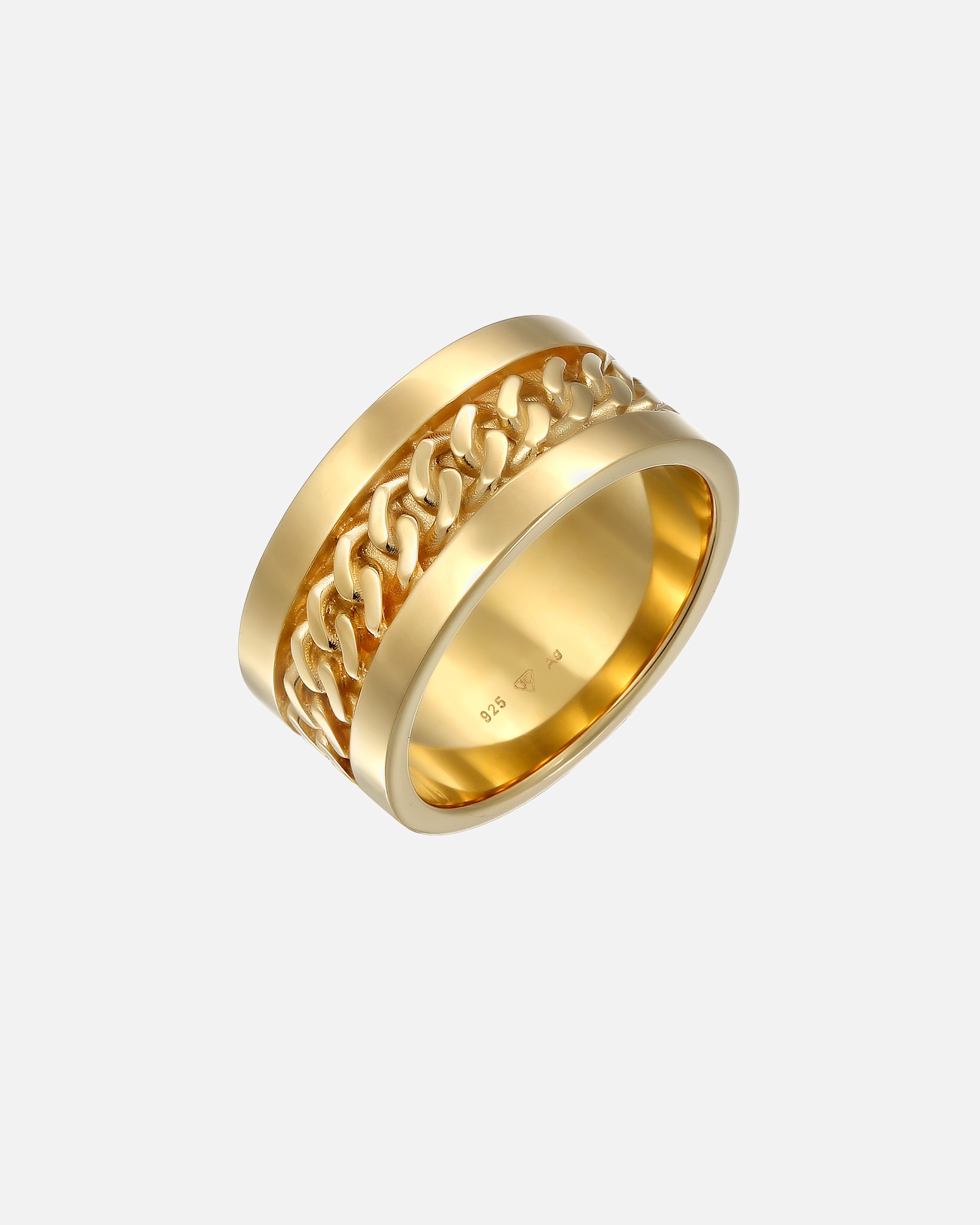 Ring für Weiblich Elli Bandring Panzer Design Breit 925 Silber 52