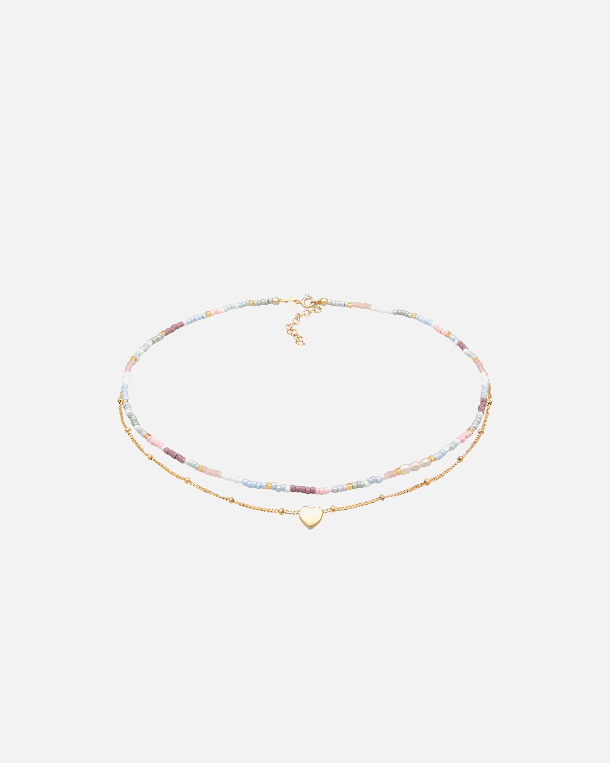 Halskette für Weiblich Elli Elli Halskette Choker Layer Herz Glasperlen 925 Silber vergoldet 1 Stück